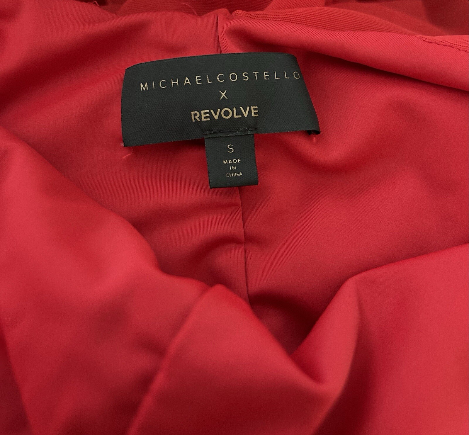 Michael Costello X Revolve Fiji Red Ruched Midi Dress Size Small