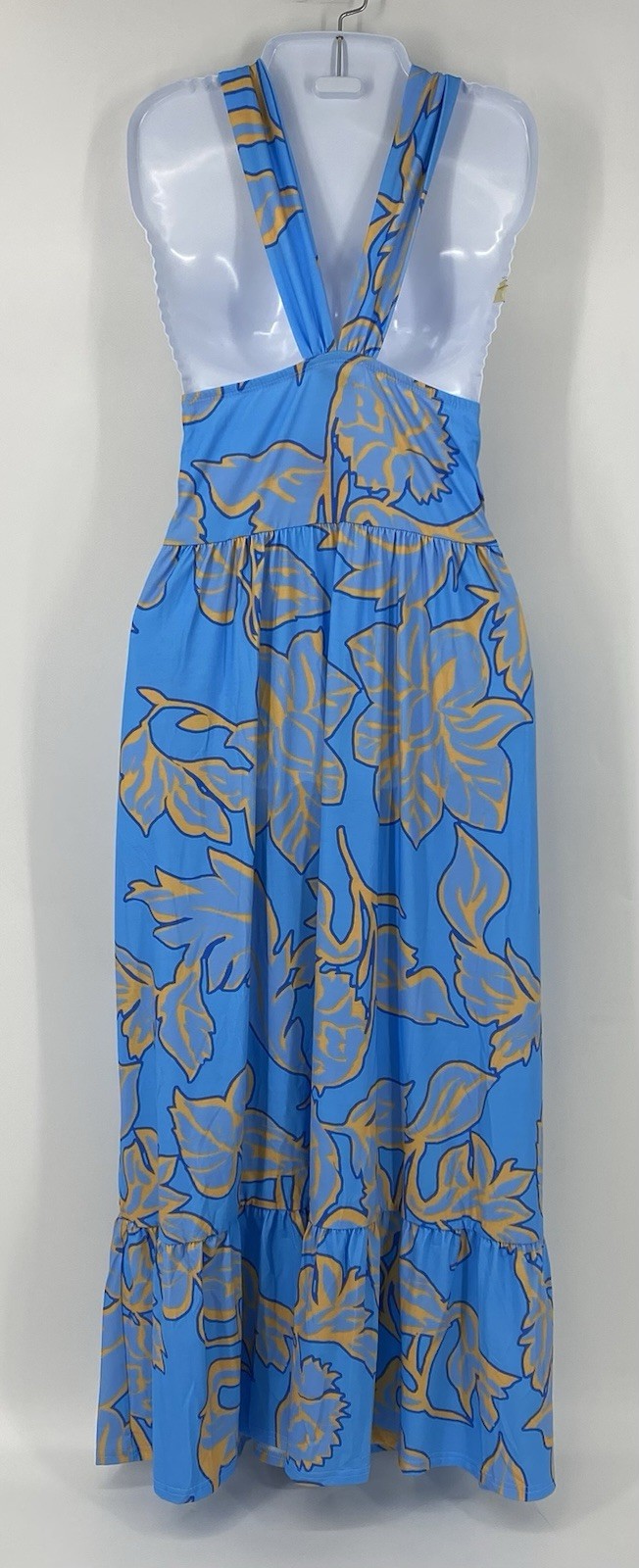 Grace karin blue abstract sleeveless maxi dress nwt size XL Ruffled Hem