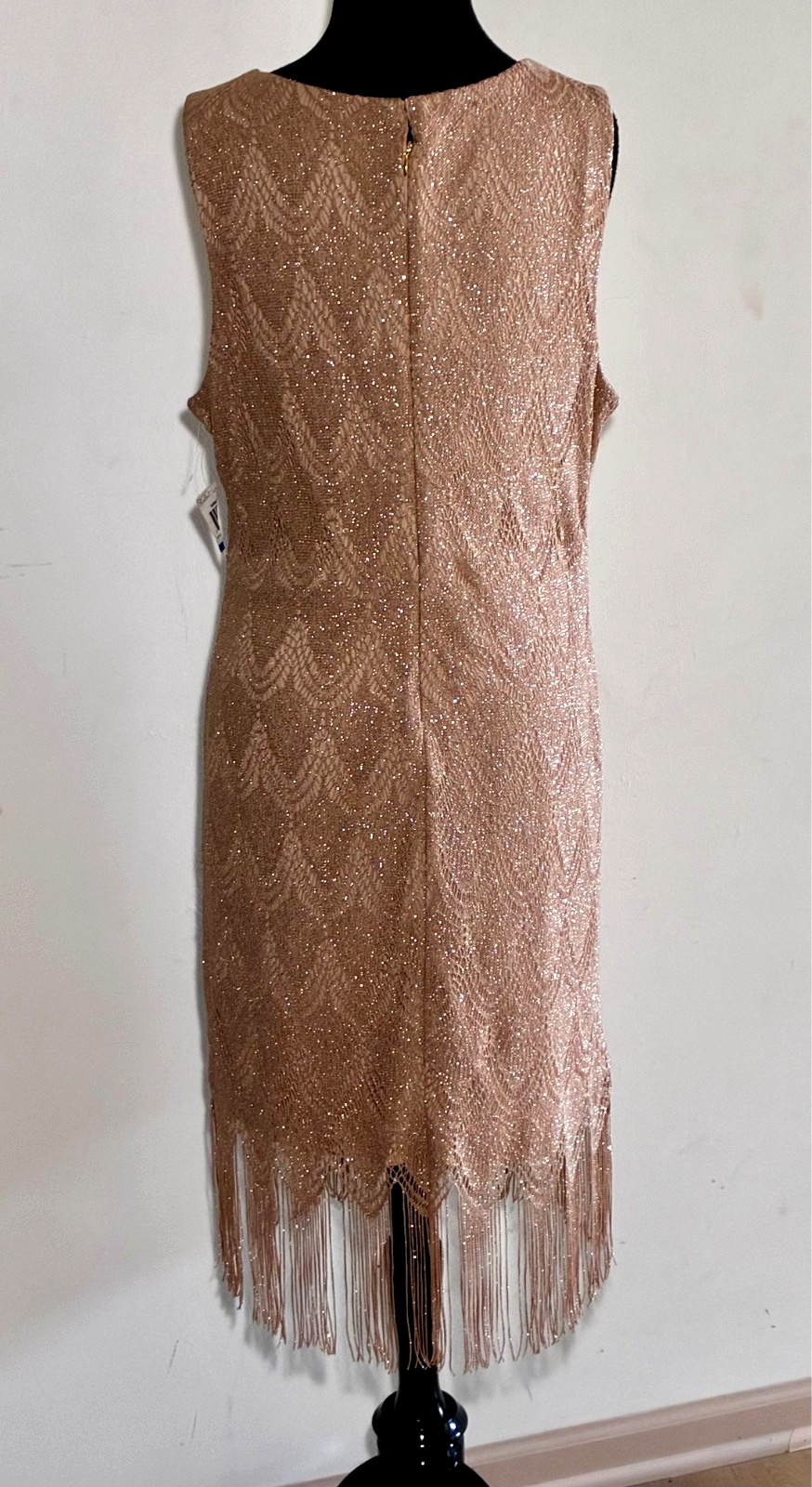 NWPT-Thalia Sodi Flapper Style Sleeveless Shift Fringe Dress (Gold) -Size XL/XG