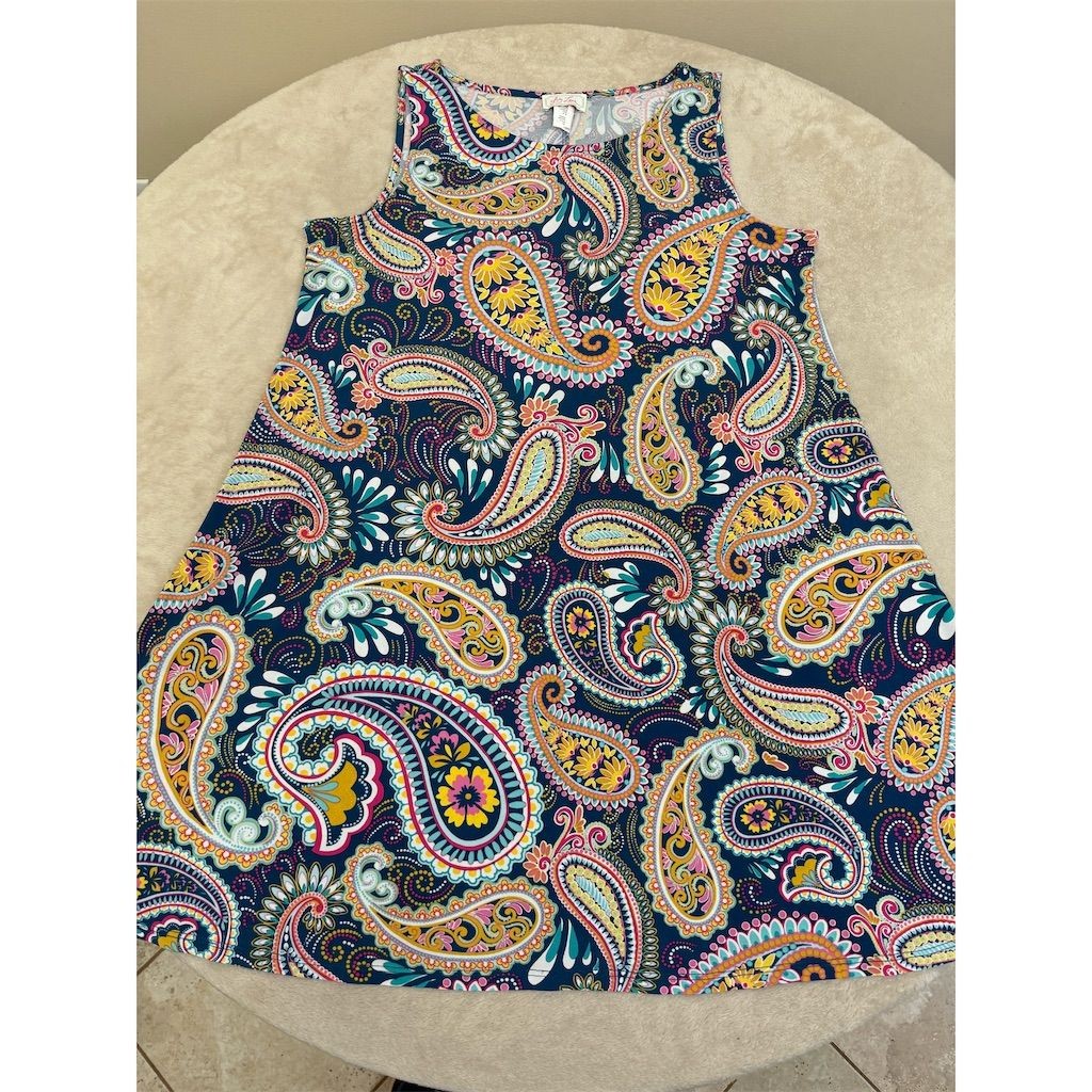 Ivy Lane Women’s Paisley Print Sleeveless Knee Length Dress Size L