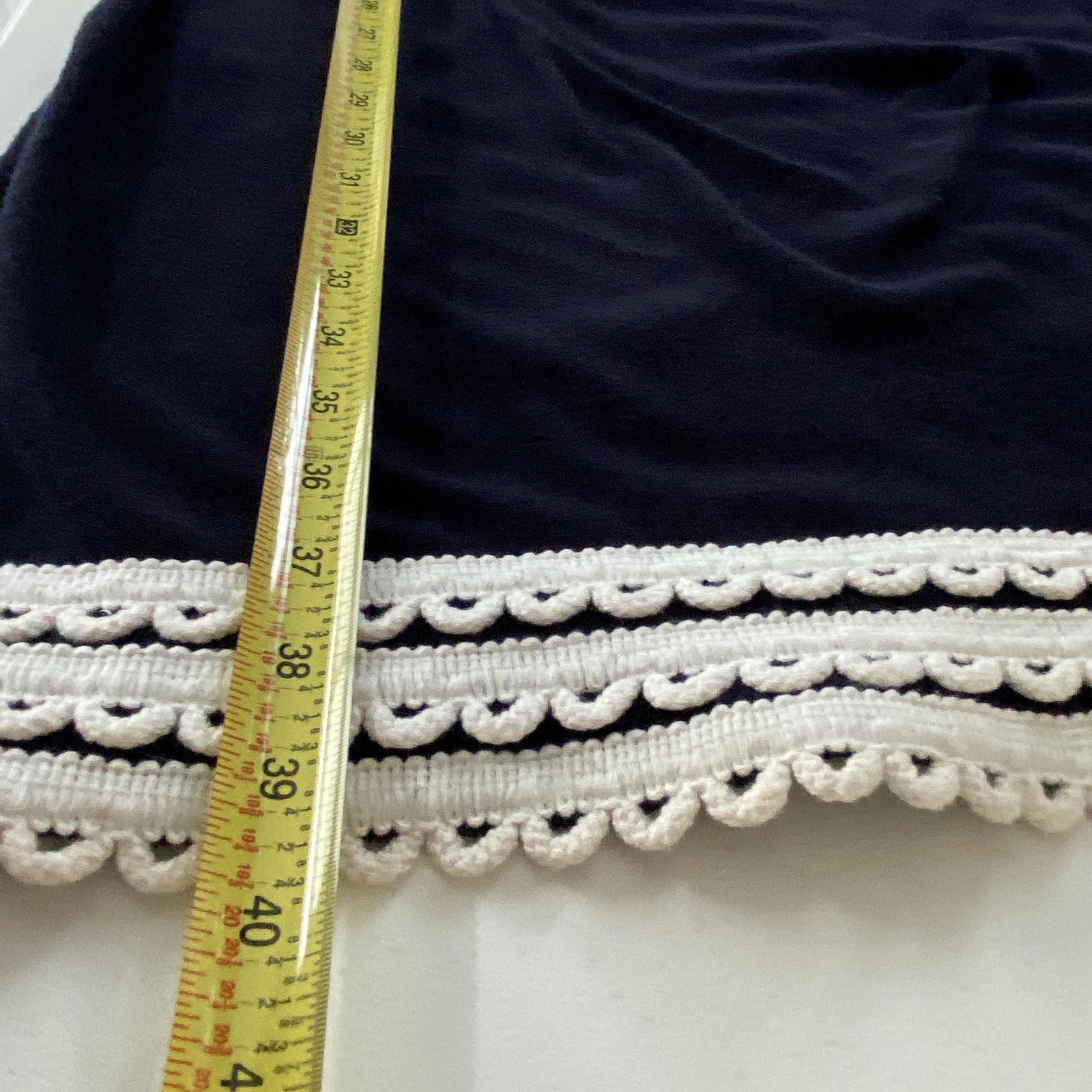 Tory Burch Dress Womens Small Navy Cream Crochet Trim Cover Up Cruise Resort