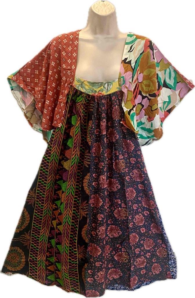 Sacred Threads Hippie Boho Gypsy Festival Patch Angel Sleeve Dress 224312 L/XLB