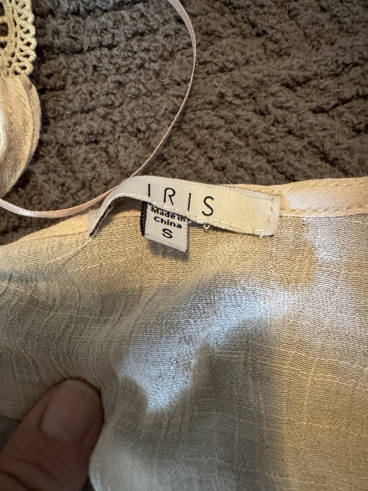 Iris Beige Swim Coverup Waist Tie V-Neck Cap Sleeve Size S