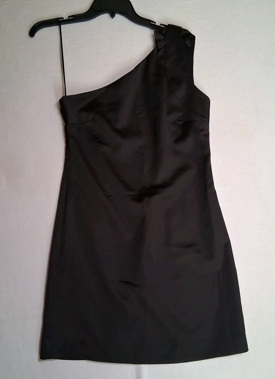 A/X Armani Exchange Womens 8 Black Satin One Shoulder Dress Side Zipper