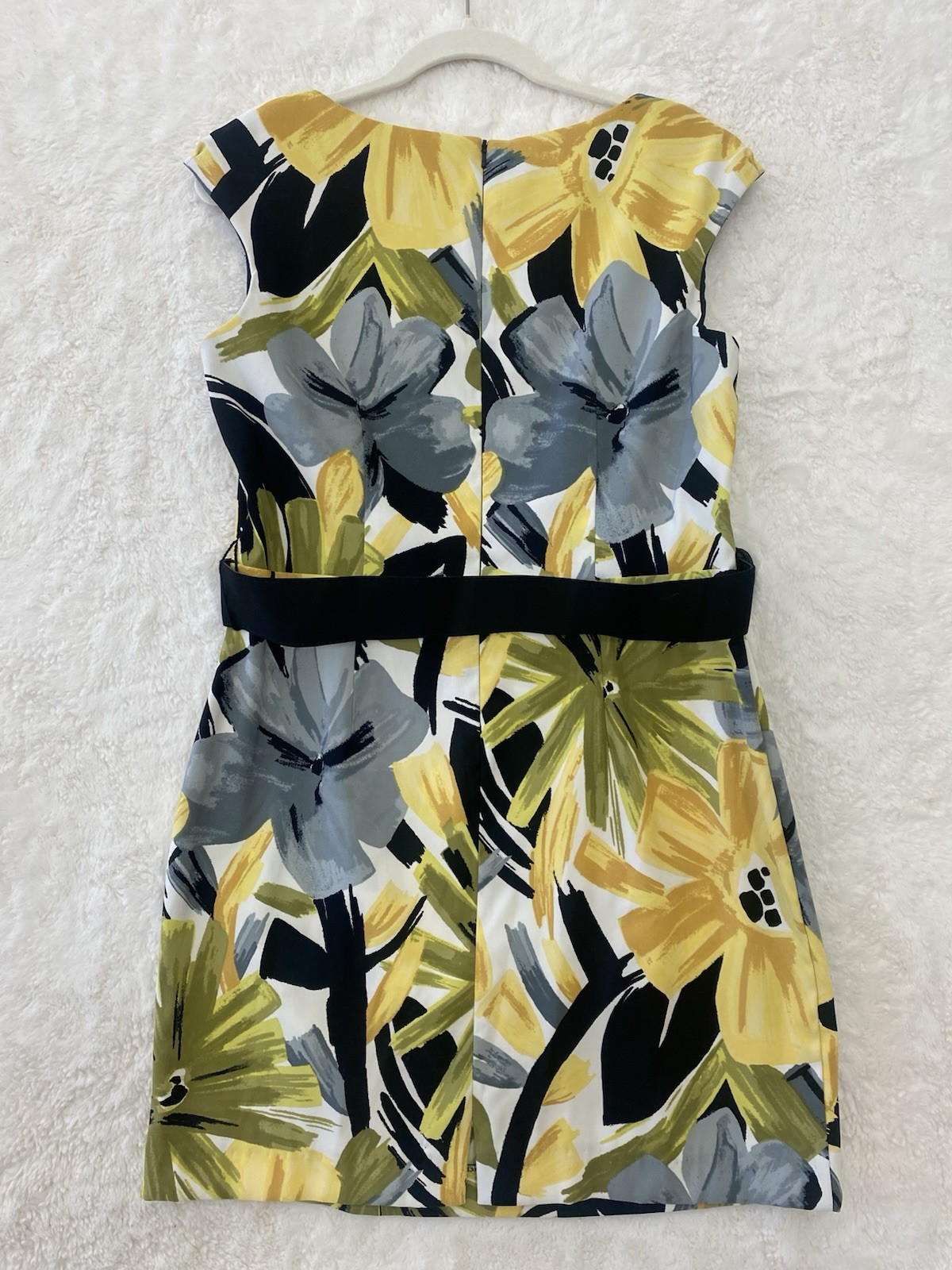 Womens Tropical Floral Sleeveless Sheath Dress Size 14 Petite Summer Chic