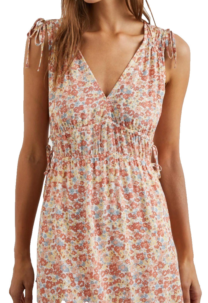 Rails $228 Constantine Sleeveless Cinched Waist Midi Dress Orange Wildflower S