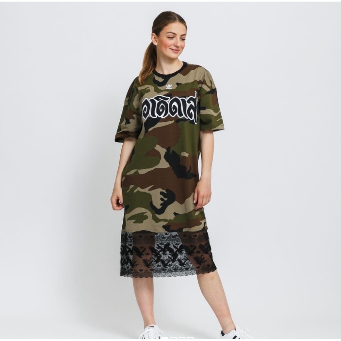Adidas x Dry Clean Only Bangkok Camo Lace Tee Dress Small(Oversized Streetwear)