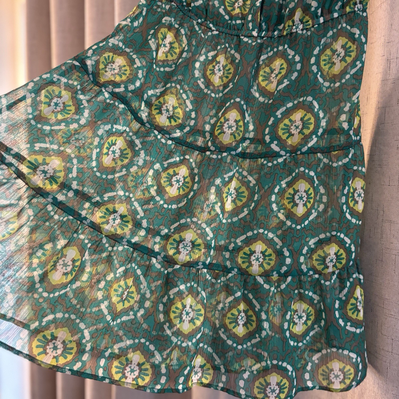 Gap Green Geometric Patterned Sheer Dress. Size S. Perfect for Spring or Summer