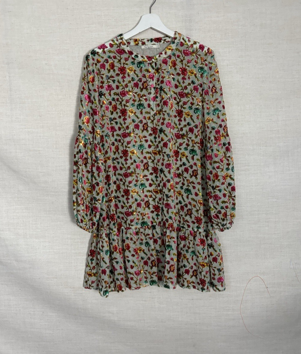 Mes Demoiselles Dress 36 Floral Aline Mini Short Long Sleeve Velvet