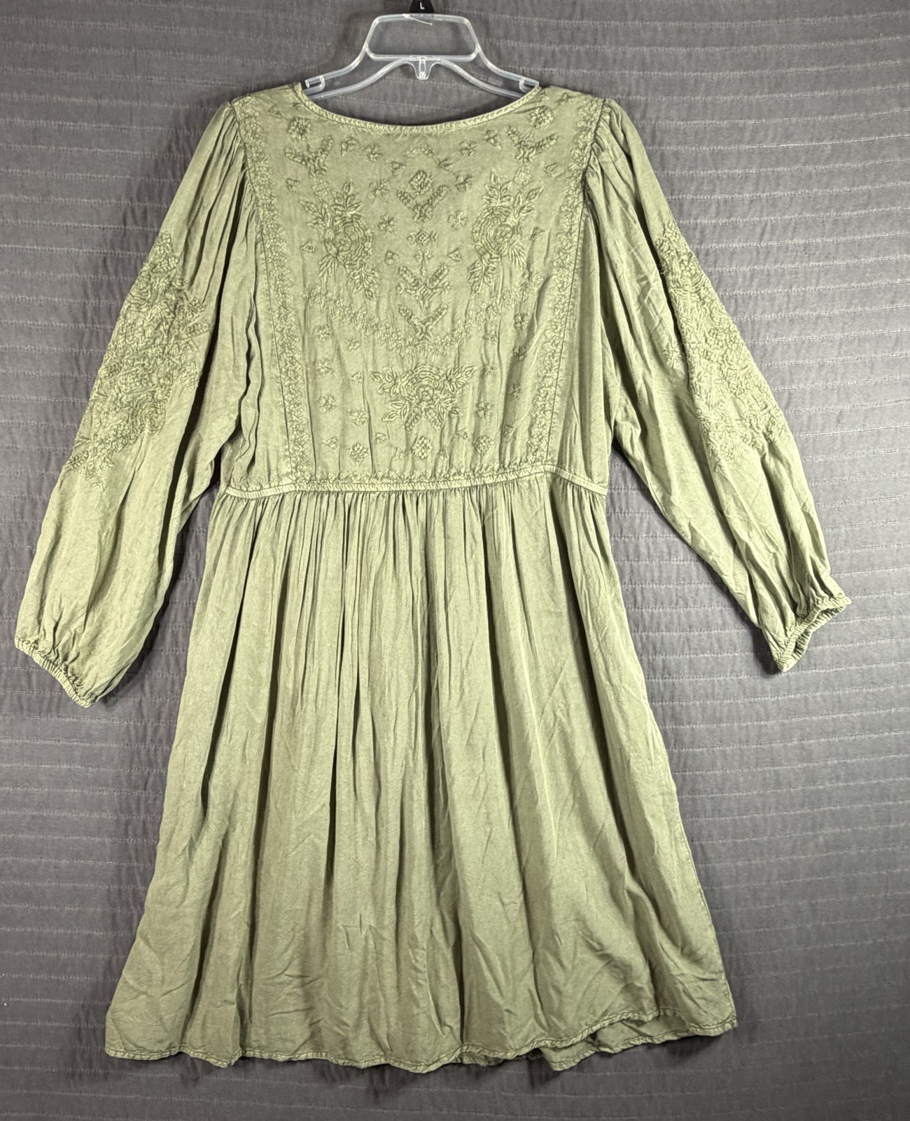 Soft Surroundings Willow Dress Going Green M Embroidered Boho NWT Retail $140