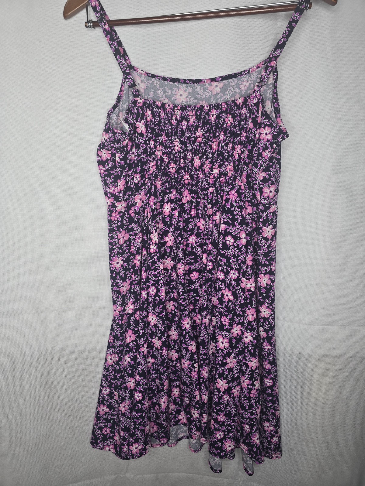 GAP Floral Sundress Navy Pink Ditsy Print Sleeveless Fit Flare Spaghetti Strap M
