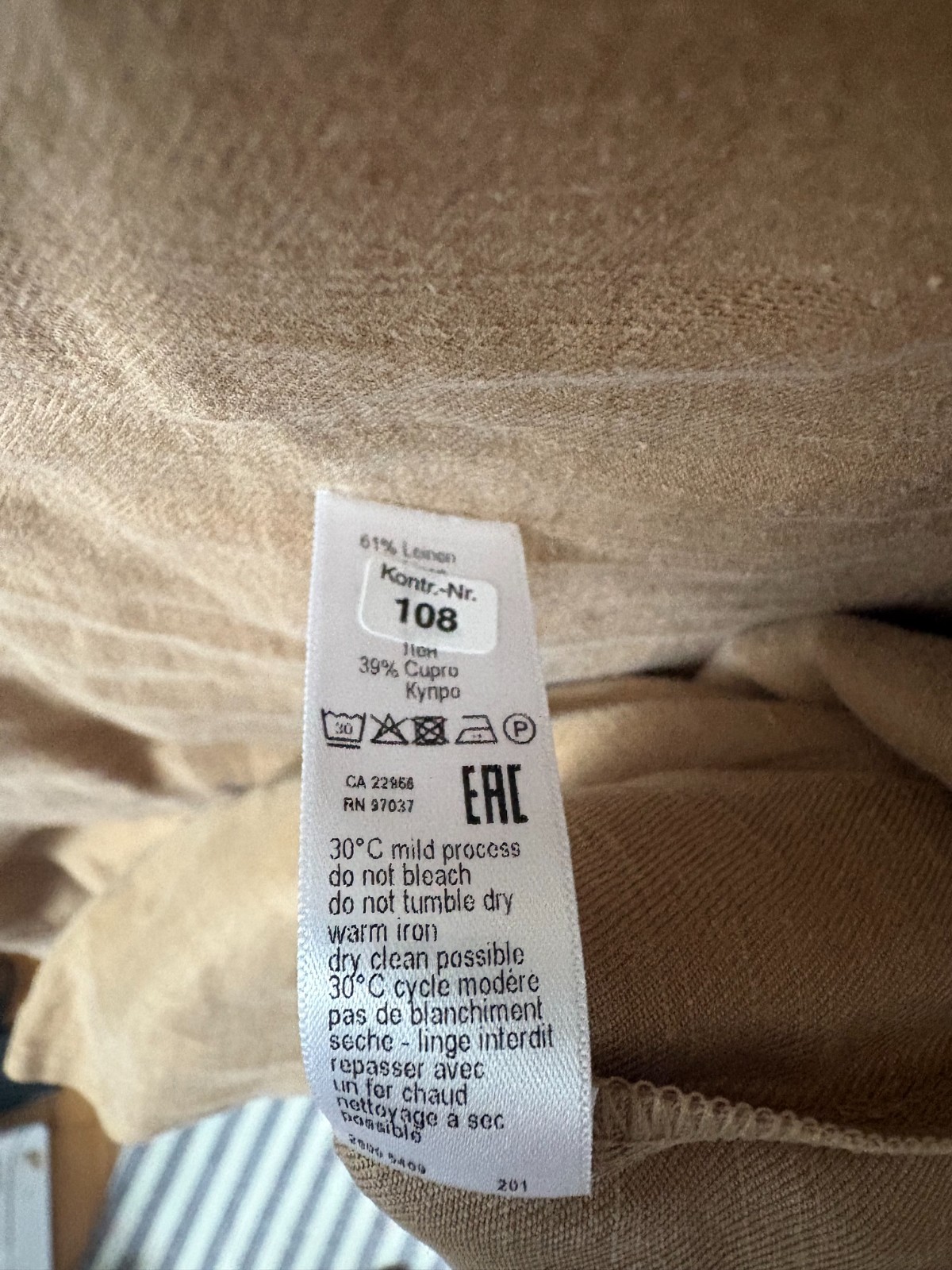 HANRO Urban Casuals Linen Blend Dress Camel Beige Medium (no belt)