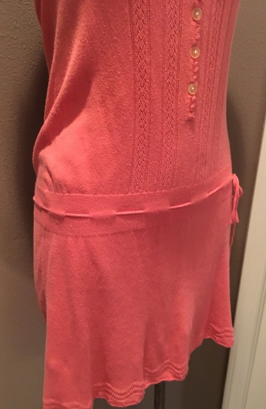 Anthropologie Moth S Sleeveless Orange Scoopneck Fine Knit Dress W Draw Waist