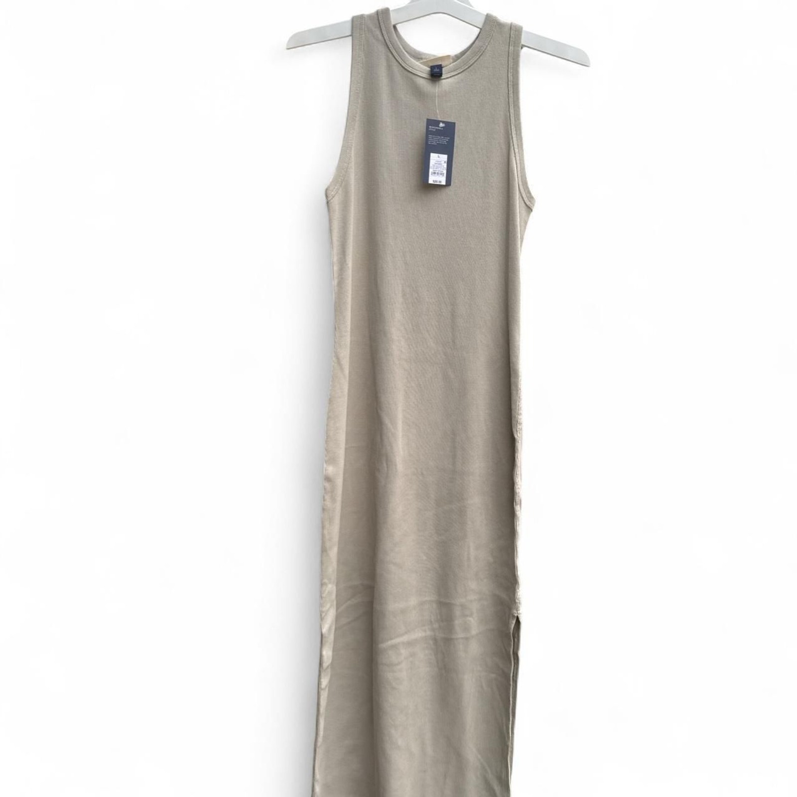 Versatile Rib-Knit Tank Maxi Dress in a Soft Beige/Oatmeal Tone (Taupe) NWT