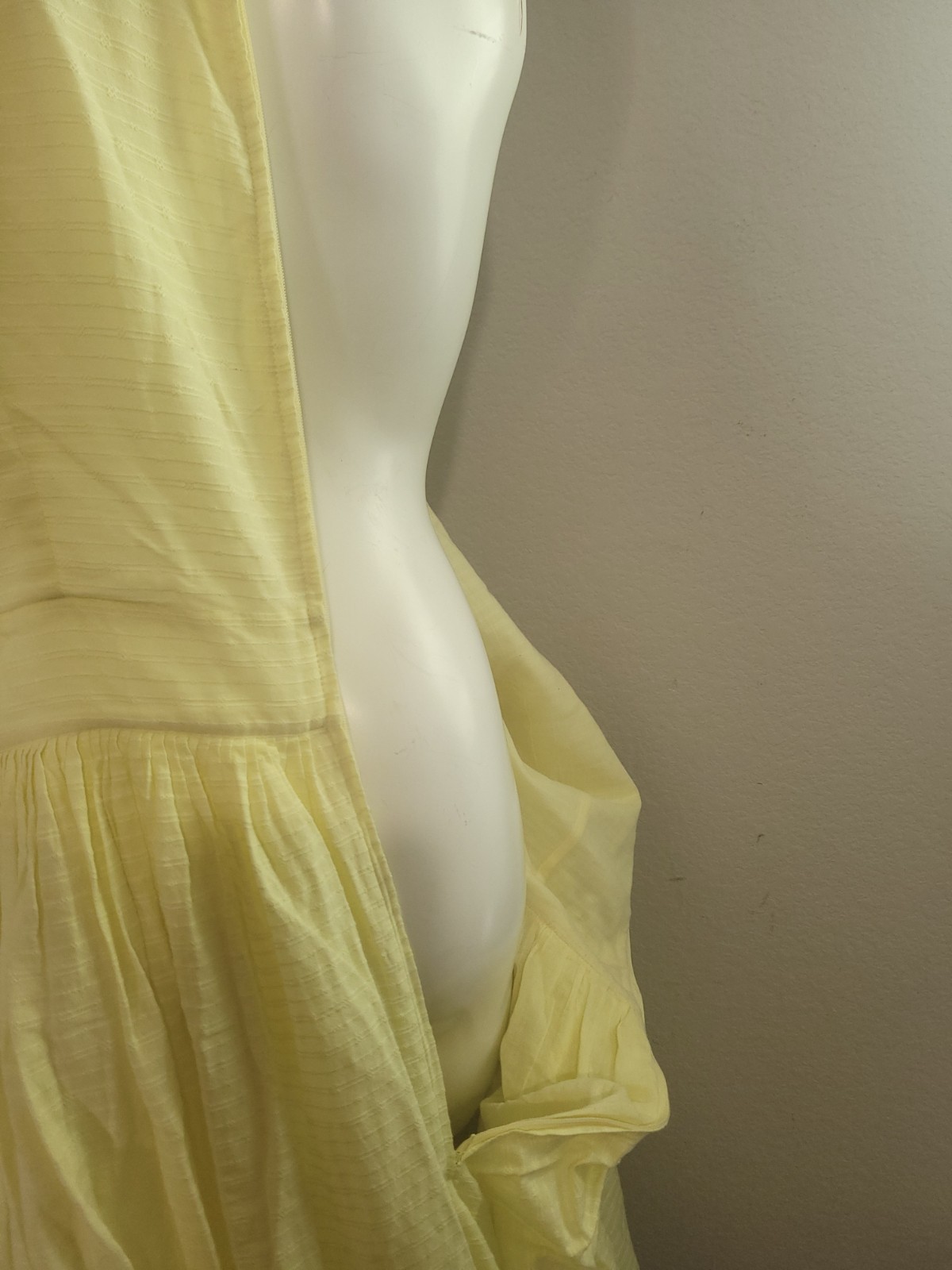 ModCloth size 18 maxi long dress yellow lining faux button pleated smocked