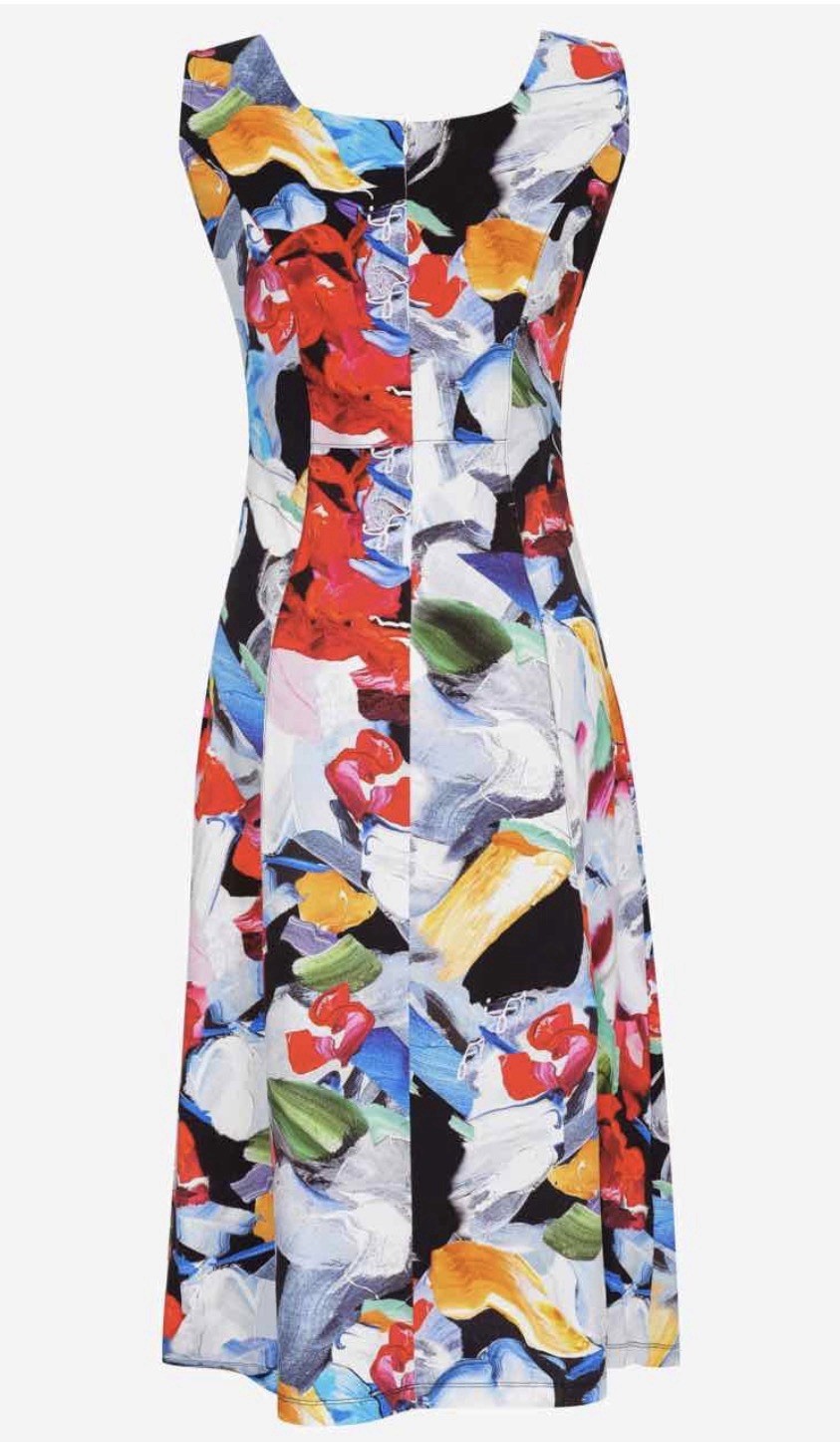 Art Simply by Dolcezza Multicolor Sleeveless Shift Midi Dress Small Art To Wear