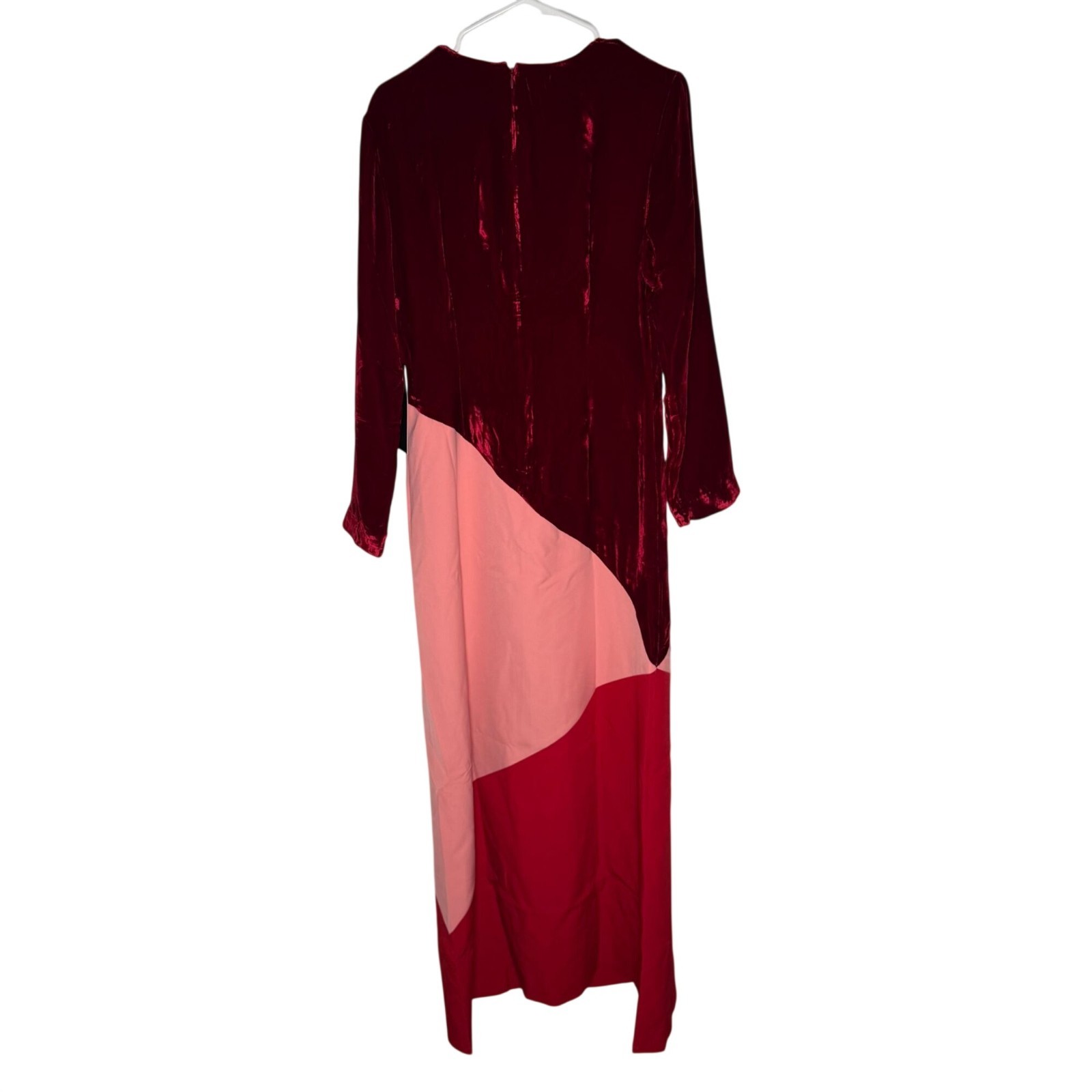 Tuckernuck Red Multicolor Mixed Fabric Long Sleeve Colorblock Maxi Dress Size M