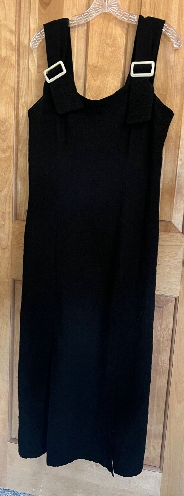 Linda Lundstrom Black Sleeveless Buckle Strap Long Dress Sundress Sze 16
