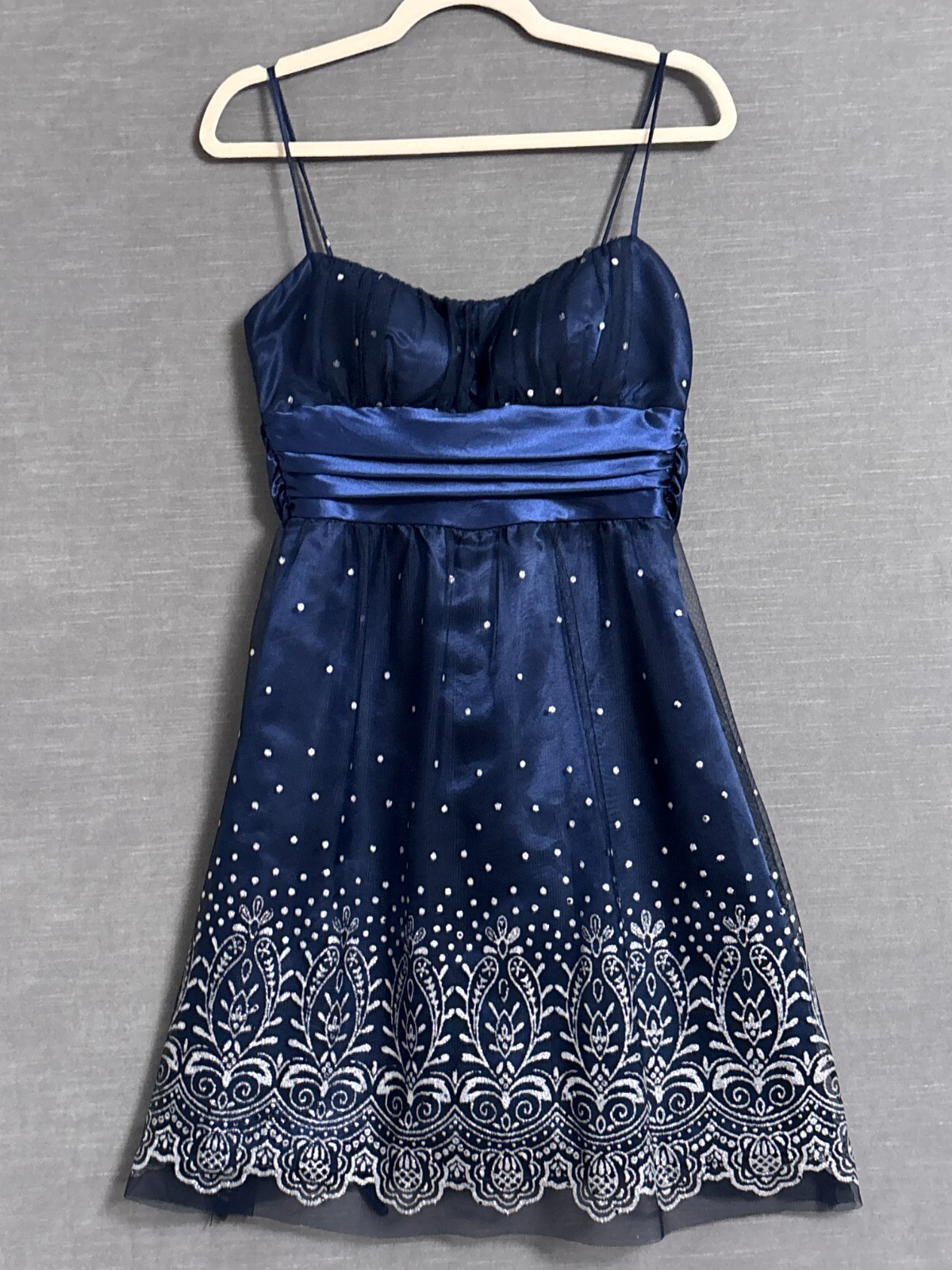 Vintage Masquerade Dress 8 Blue Sparkle Babydoll Prom Formal Party 90s Y2K