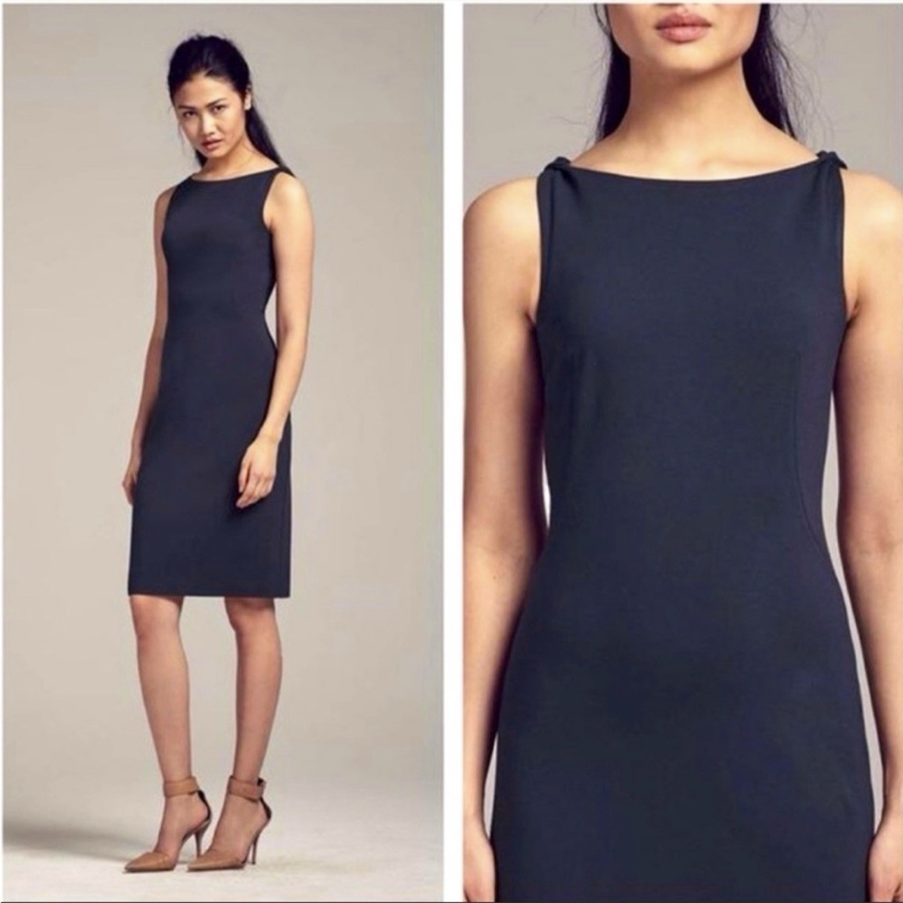 MM LAFLEUR Mini Lydia Dress Preppy Minimalist Twist Straps In Navy Size 8