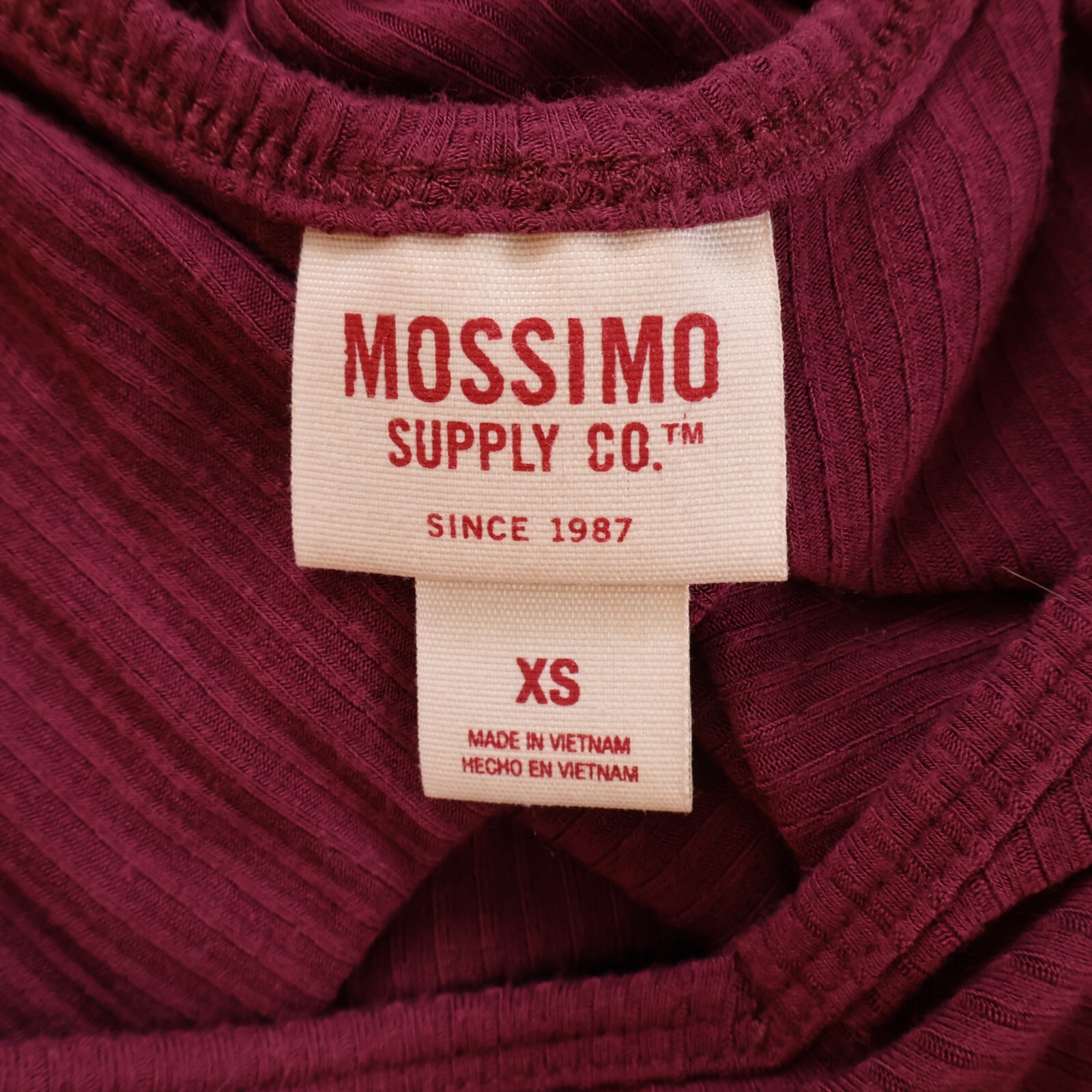 Mossimo Ribbed Sundress Womens Sz XS Maroon Adjustable Straps Stretch Loose Fit