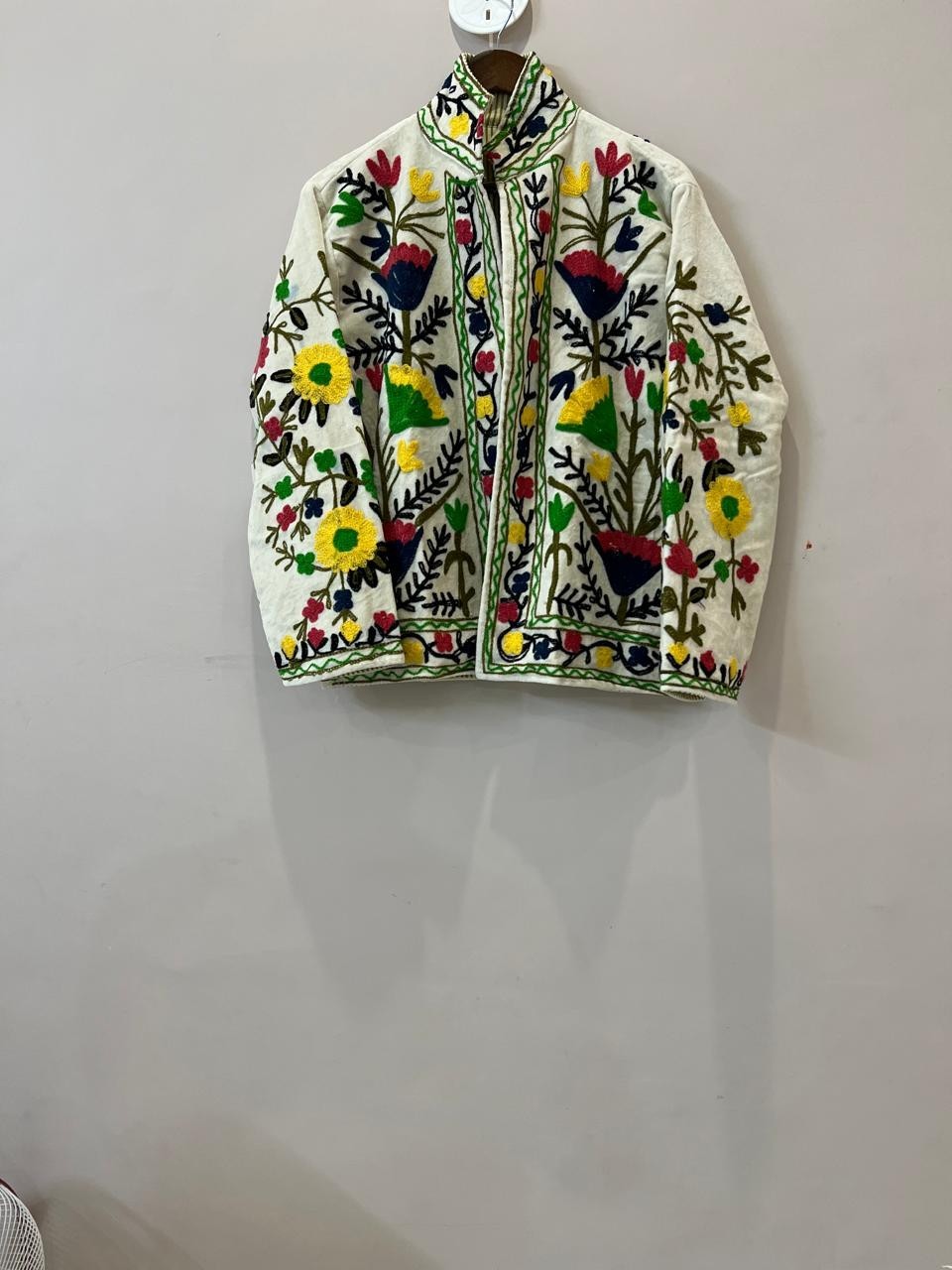 Handmade Hand-Embroidered Leopard Floral Velvet Jacket, Velvet Embroidered