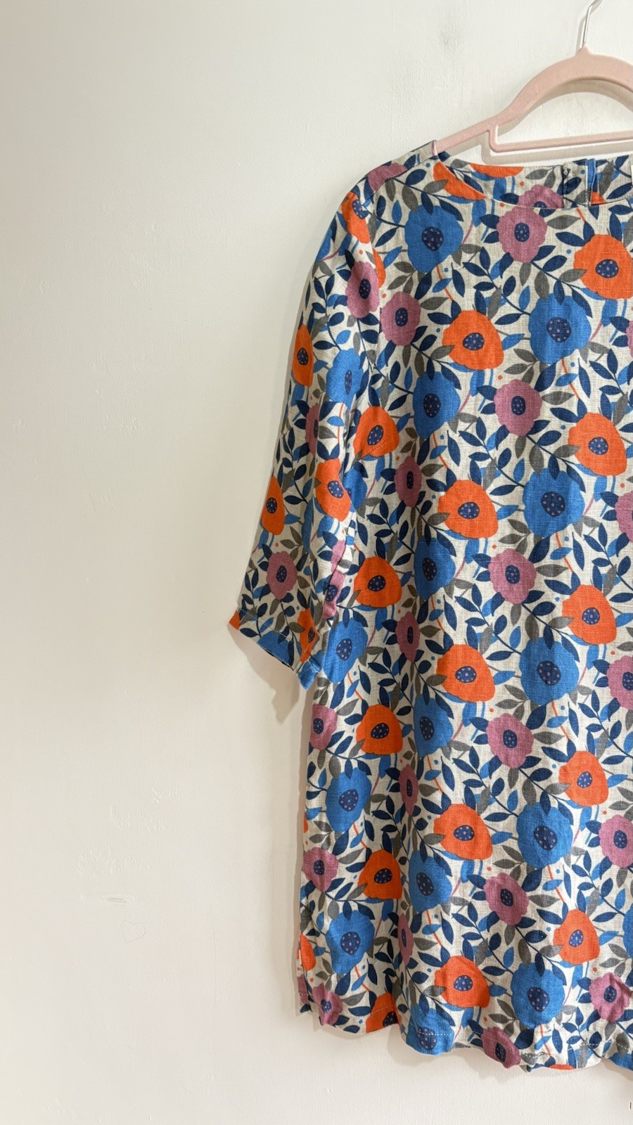 Seasalt Sol Blaze Dress Size 12 100% Linen Tunic Grey Floral Cottagecore Costal