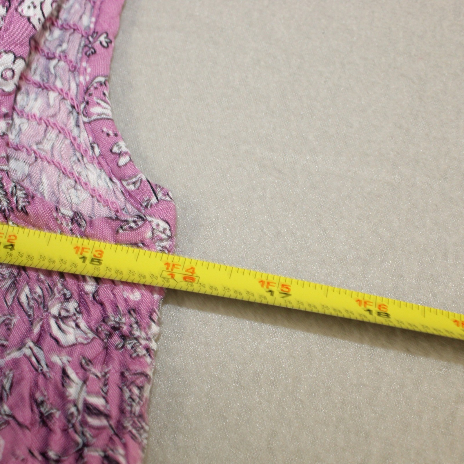 Croft & Barrow Dress Smocked Floral Pockets L Purple Sleeveless Summer Midi