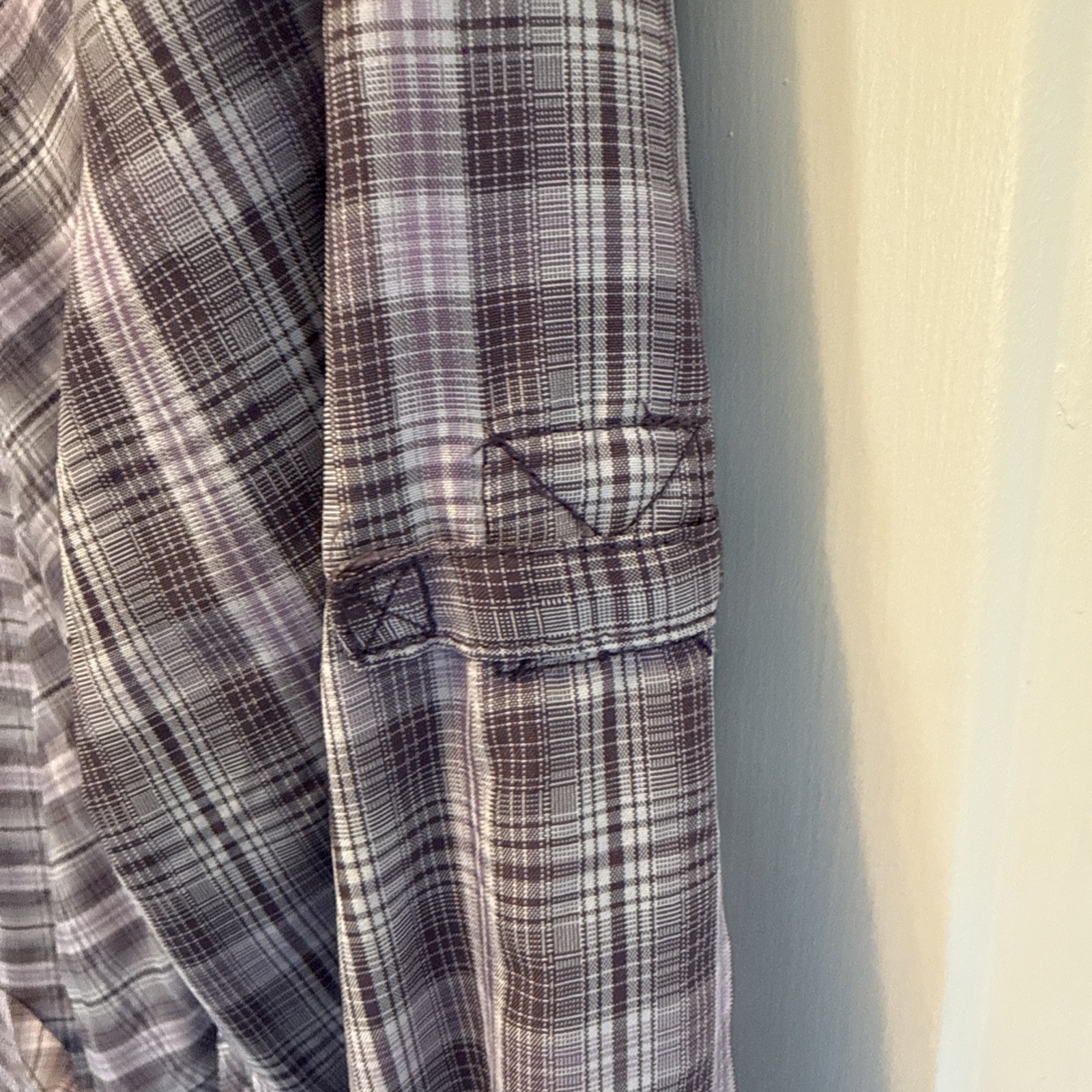 Duluth Purple Plaid Button-Down Shirt Dress Tie Pockets Size M polyester nylon