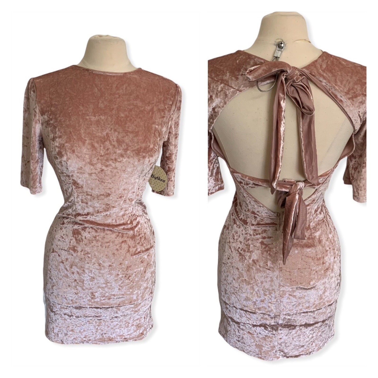 Alythea Dress Women Size Small Velvet Open Back Bodycon Mini New