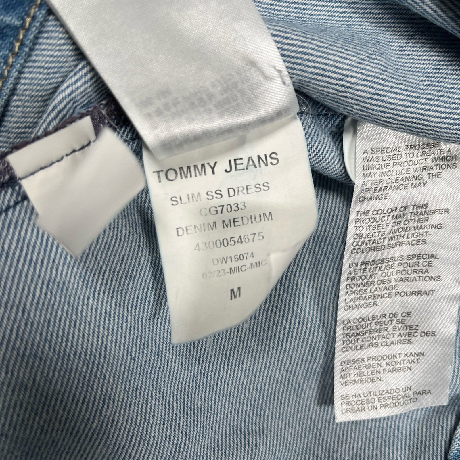 Tommy Hilfiger Jeans Slim Short Sleeve Dress Women M Denim Medium Wash Snap