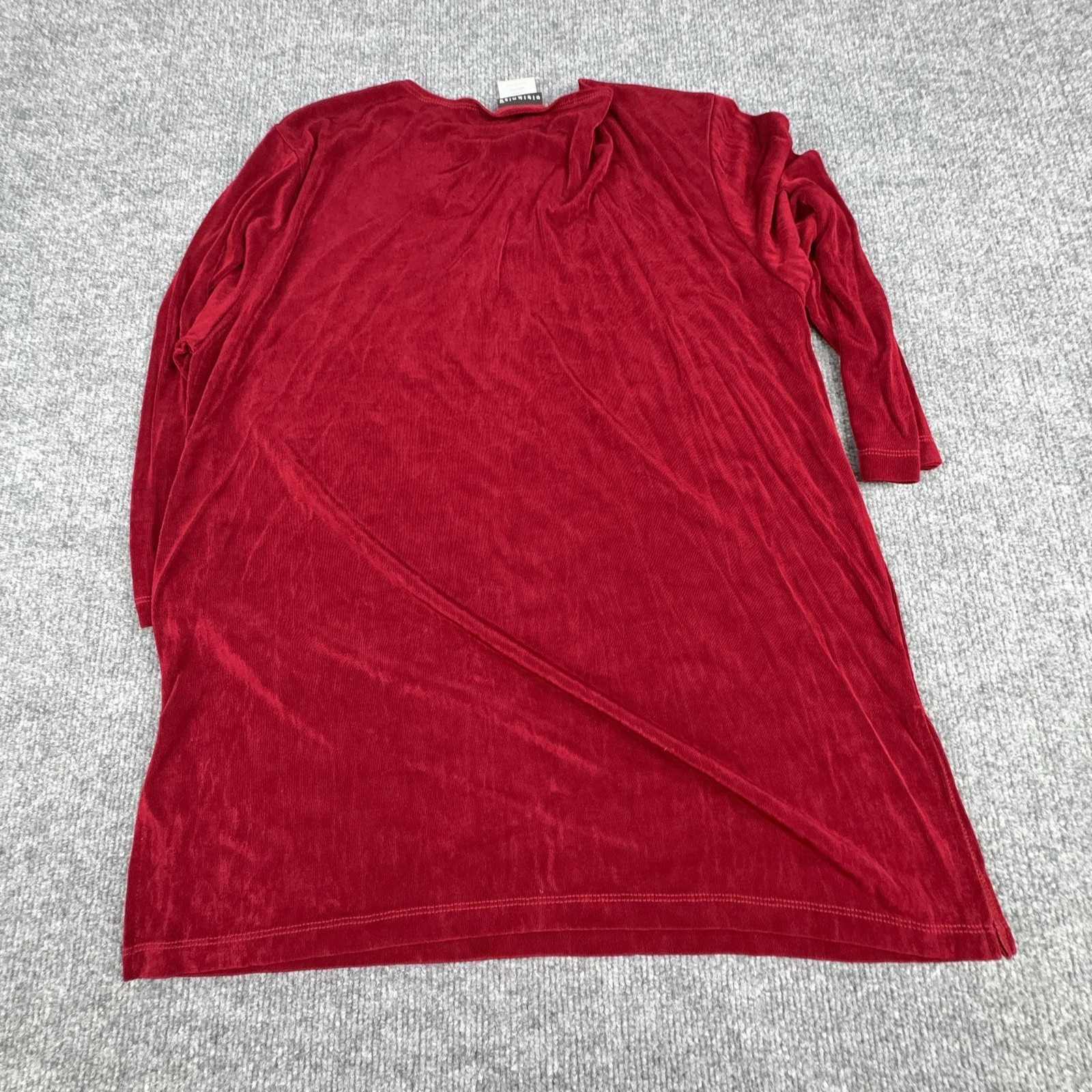 Citiknits Dress Womens Medium Red Velour Long Sleeve Shift Made USA Stretch