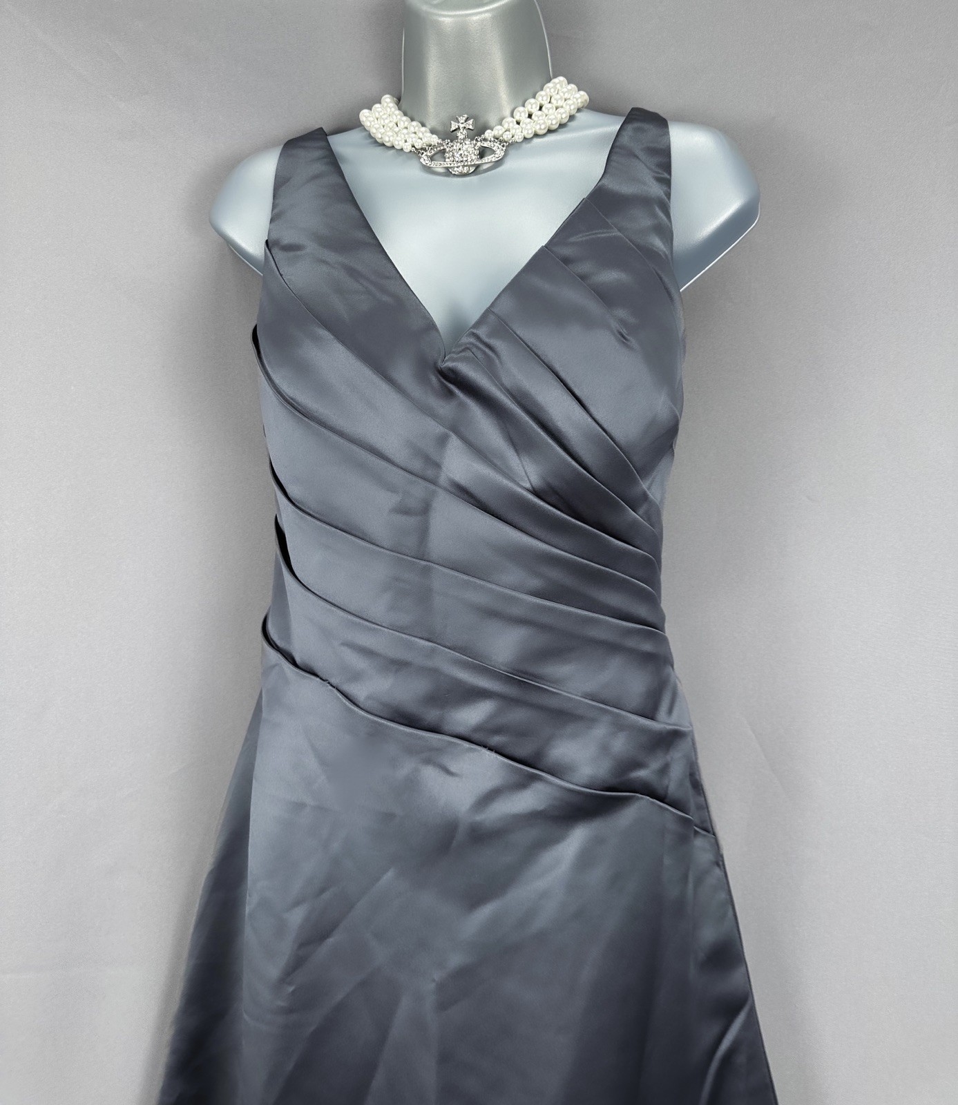 Veromia grey sleeveless bridesmaid/occasion long maxi gown dress size 14