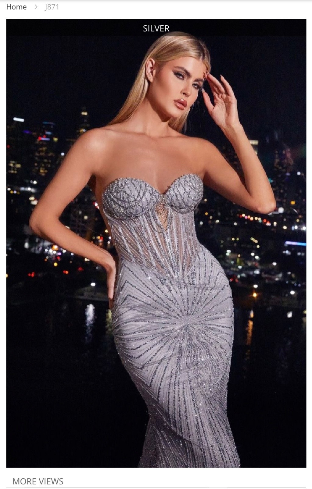 Sweetheart neckline, glitter detailing & sheer bodice J871 La Divine Dress