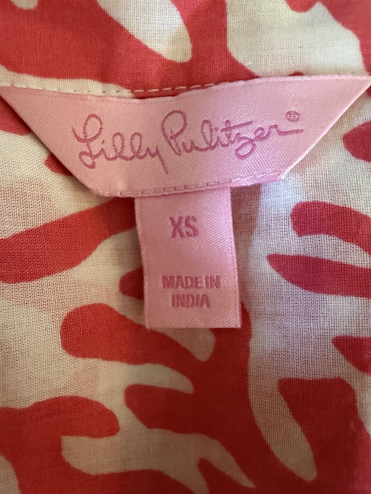 Lilly Pulitzer Women’s Coral & White Long Sleeve Print Dress – NWOT- XS Small