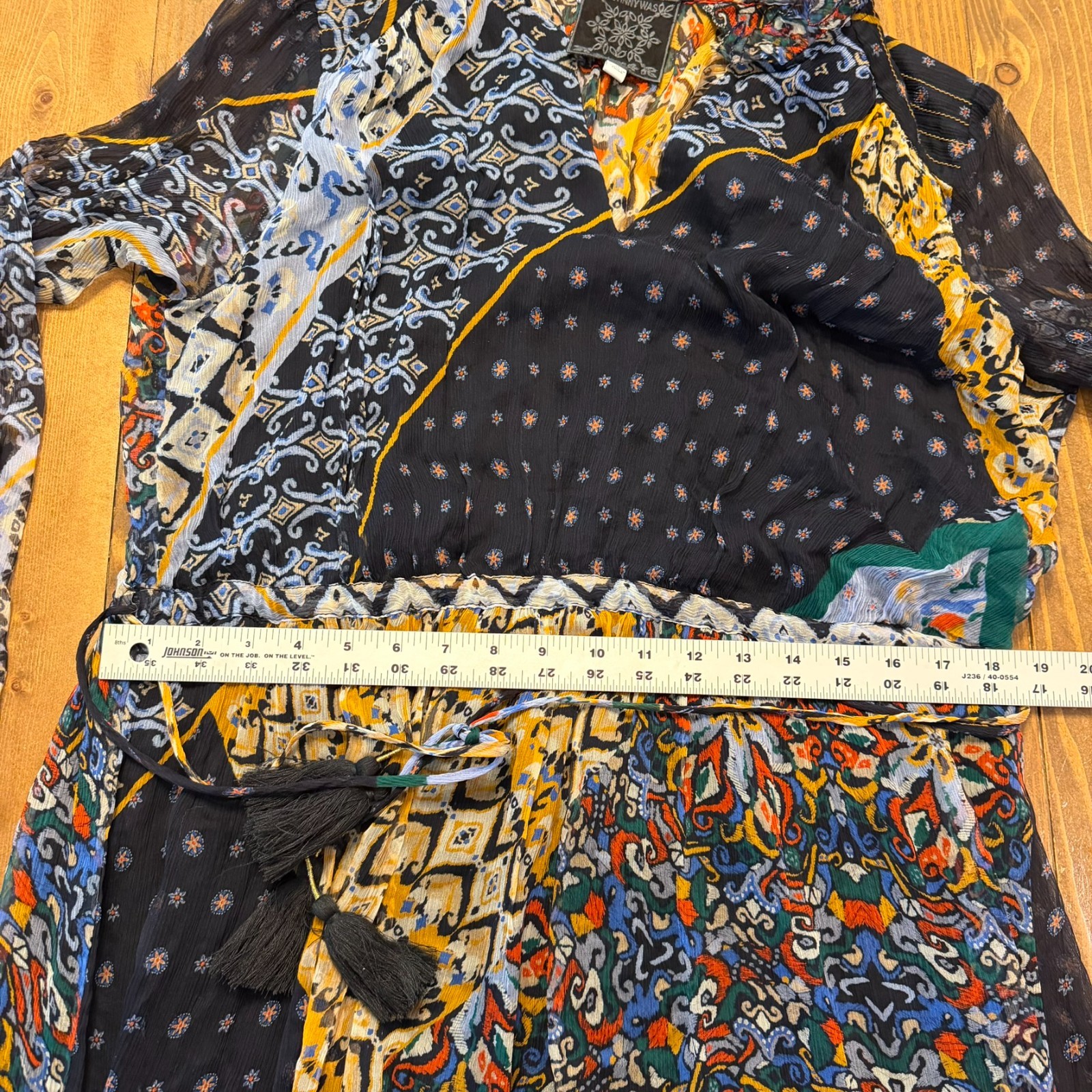 Johnny Was Jade Silk Blend Patchwork Dress Floral Medium Boho