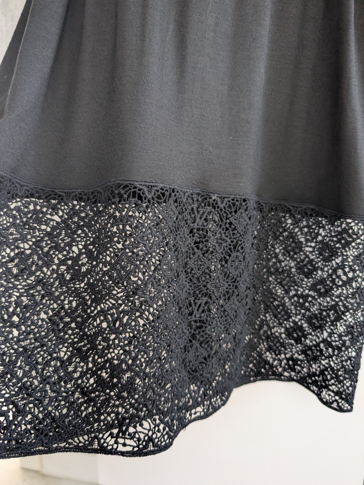 Louis Vuitton Monogram Lace Stretch Belted Shirt Dress Tunic Black Viscose S 36