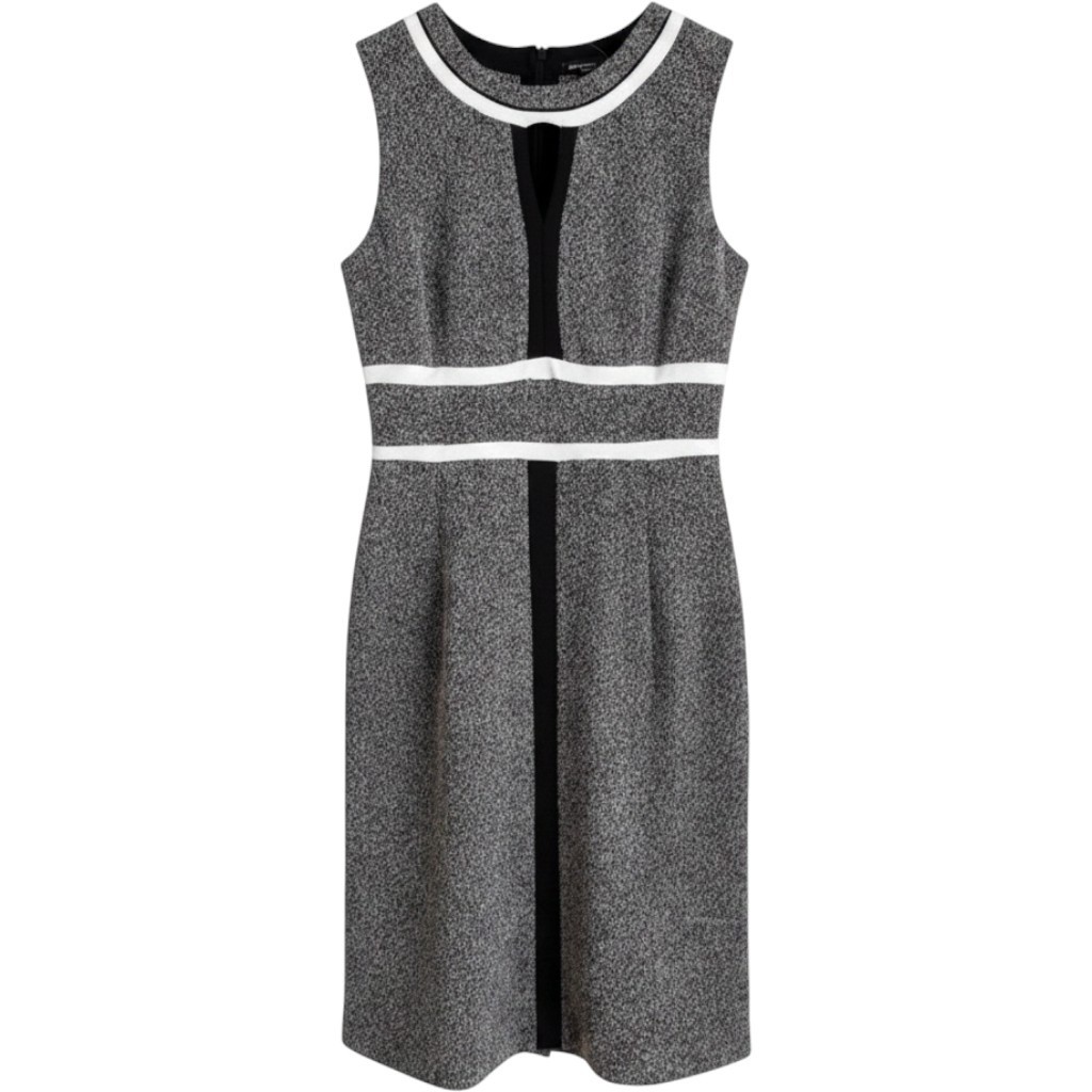 Made in Italy Colorblock Sheath Dress Sleeveless Textured Gray/White size 6 NWTG