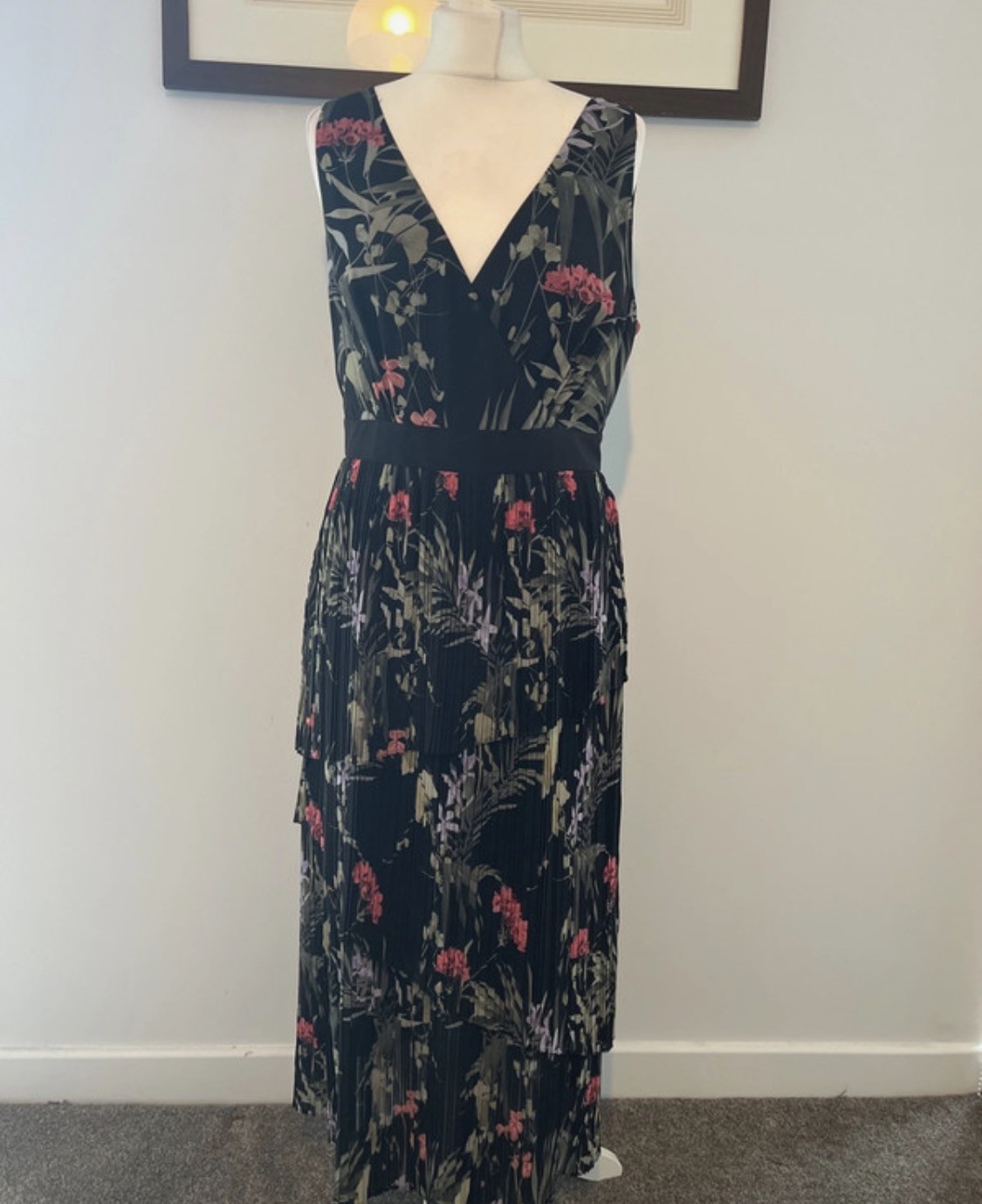 Ted Baker ‘Malinae’ Highland Tiered Pleated Midi Dress 3 12 BNWT