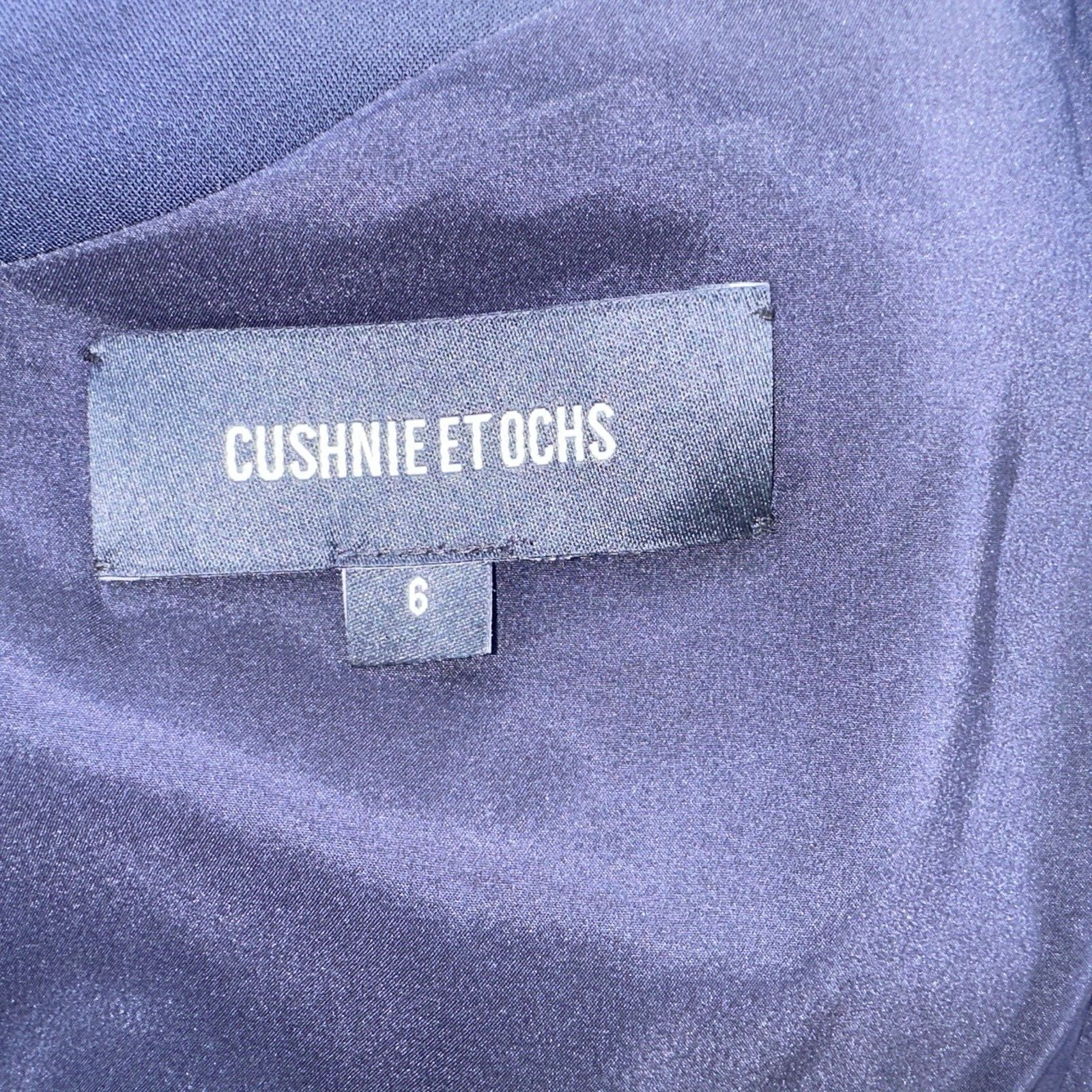 CUSHNIE ET OCHS BLUE & PINK ONE SHOULDER SLEEVELESS PENCIL DRESS FRONT SLIT Sz 6