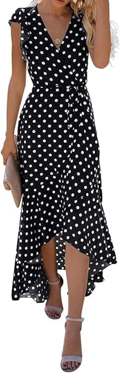 Women’s Size L Print V-Neck Faux Wrap Maxi Dress