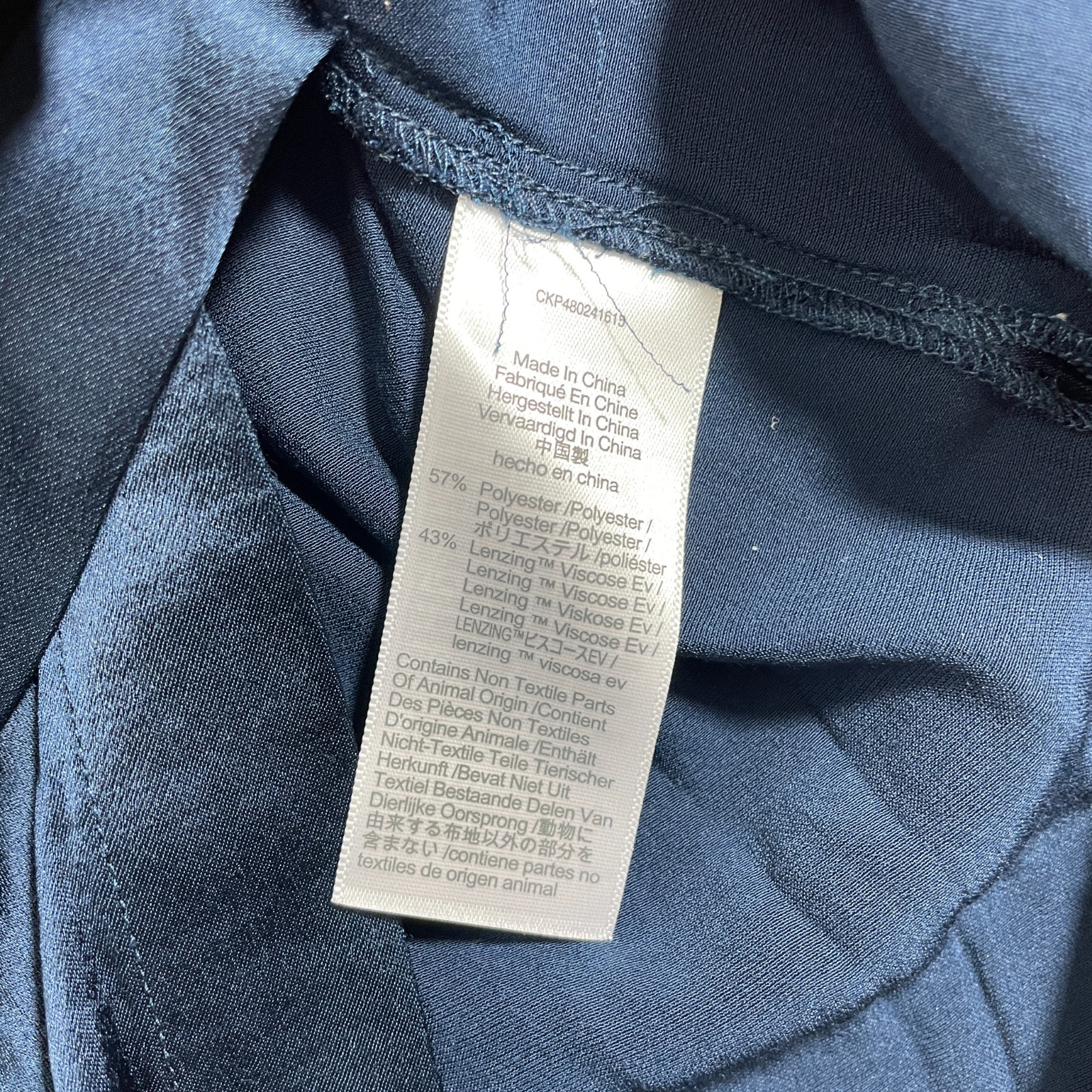 Madewell 10 Navy Long Derss Full Pearl Button Front Satin Polyester Blend