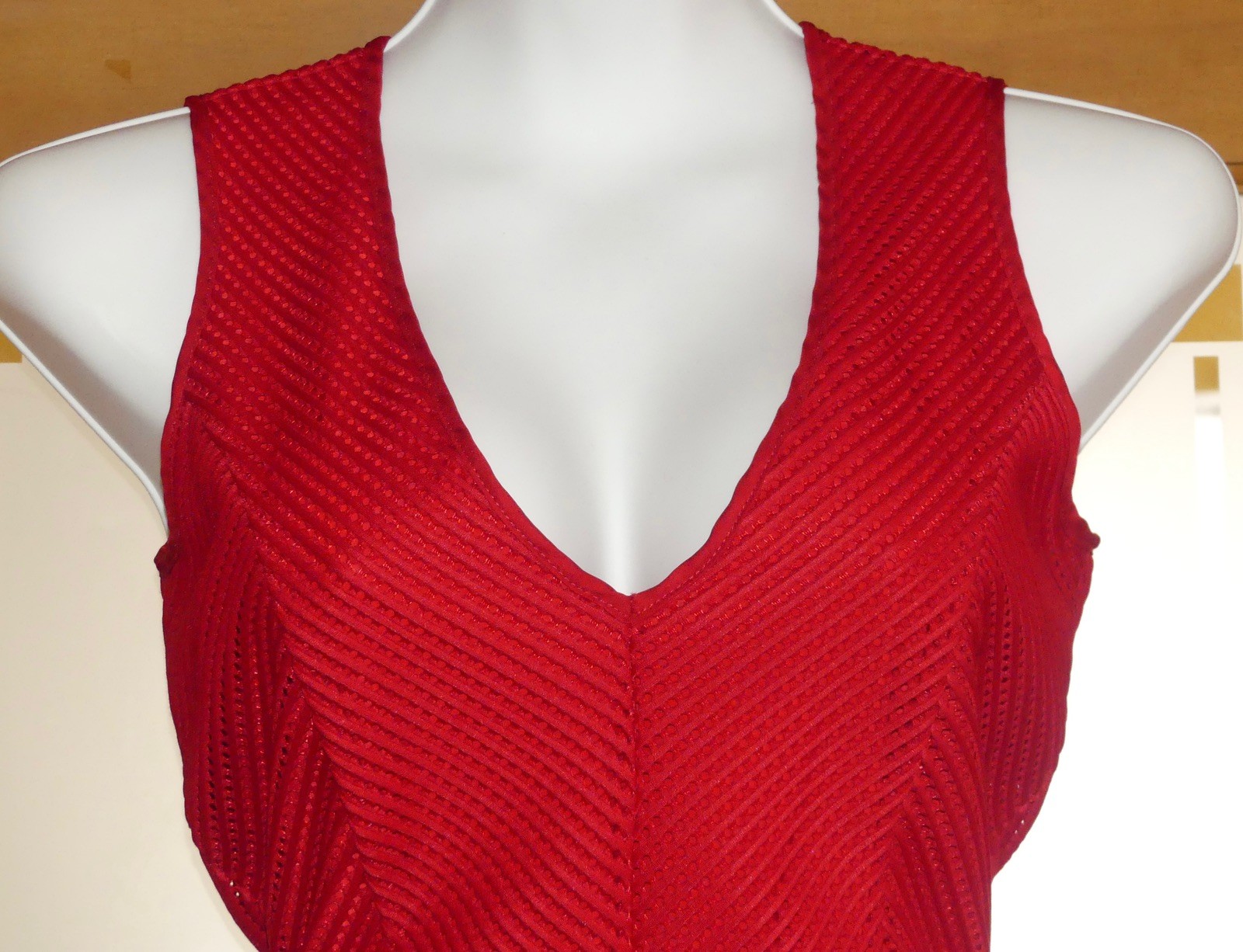 REISS “TOPAZ” RED TEXTURED FIT N FLARE DRESS UK 8
