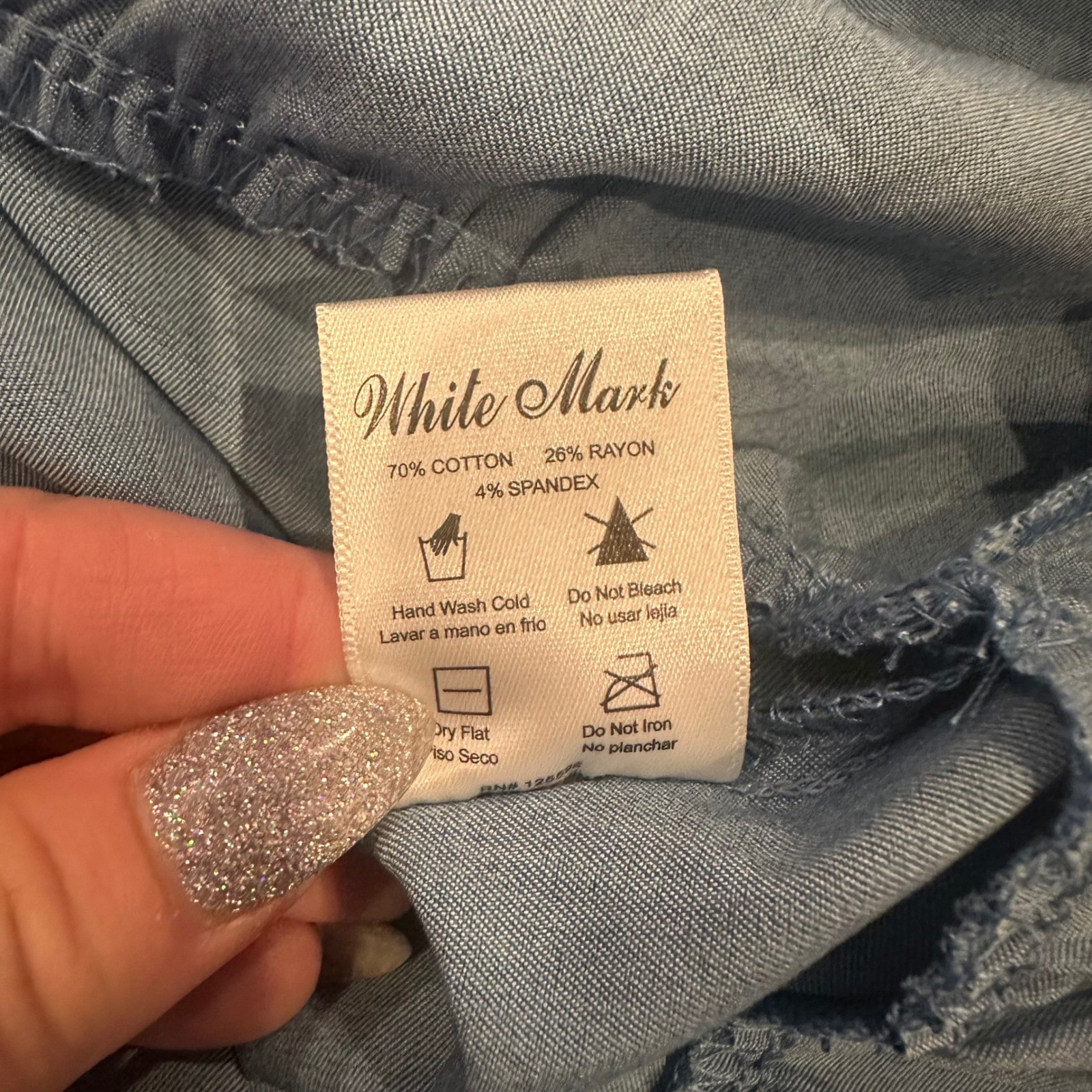 White Mark Chambray Tiered Ruffle Dress 1XL Boho Cottagecore Flutter Sleeve