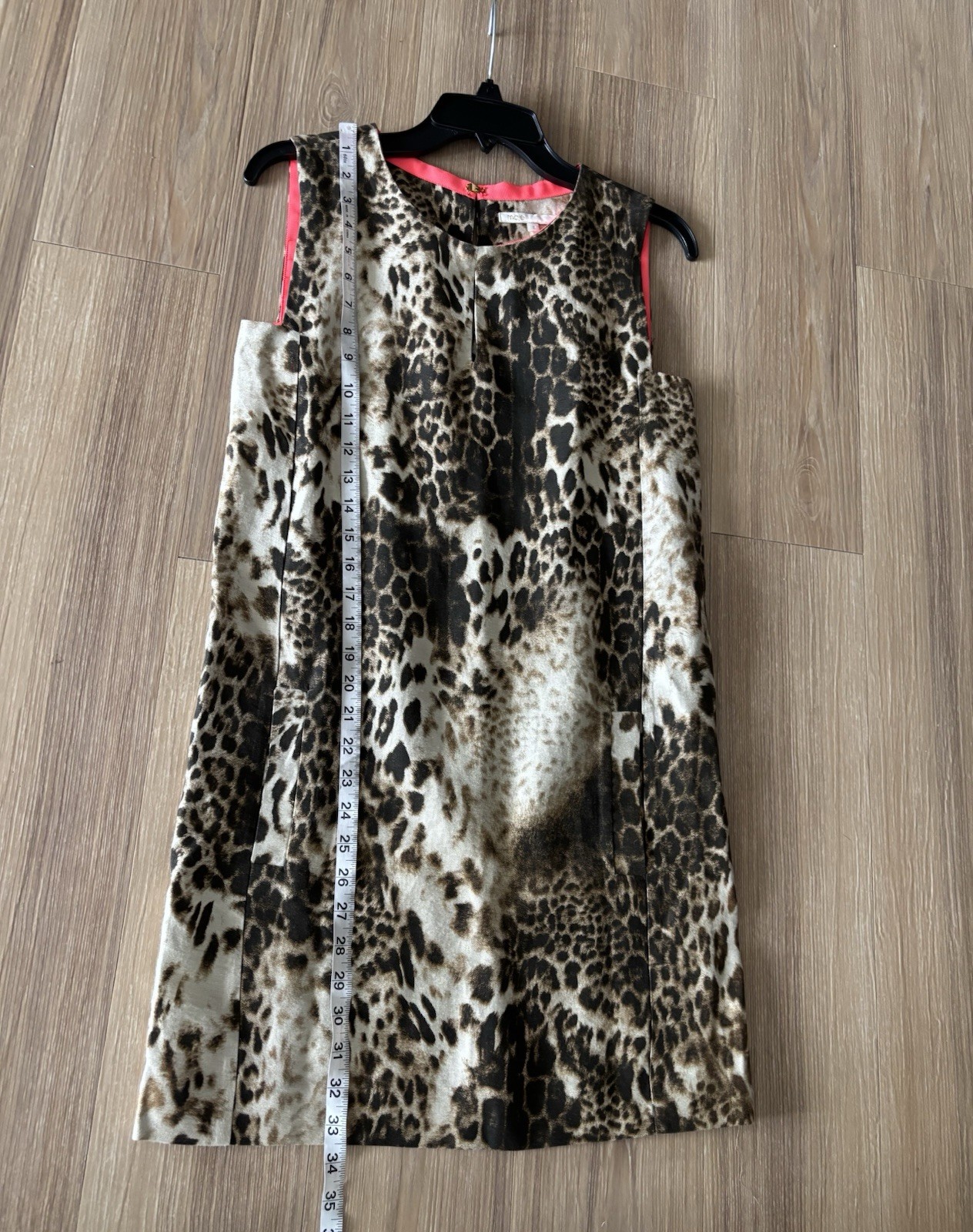 MAJE Leopard Print Mini Dress Linen Blend Shift Sleeveless Medium Retro Mob Wife