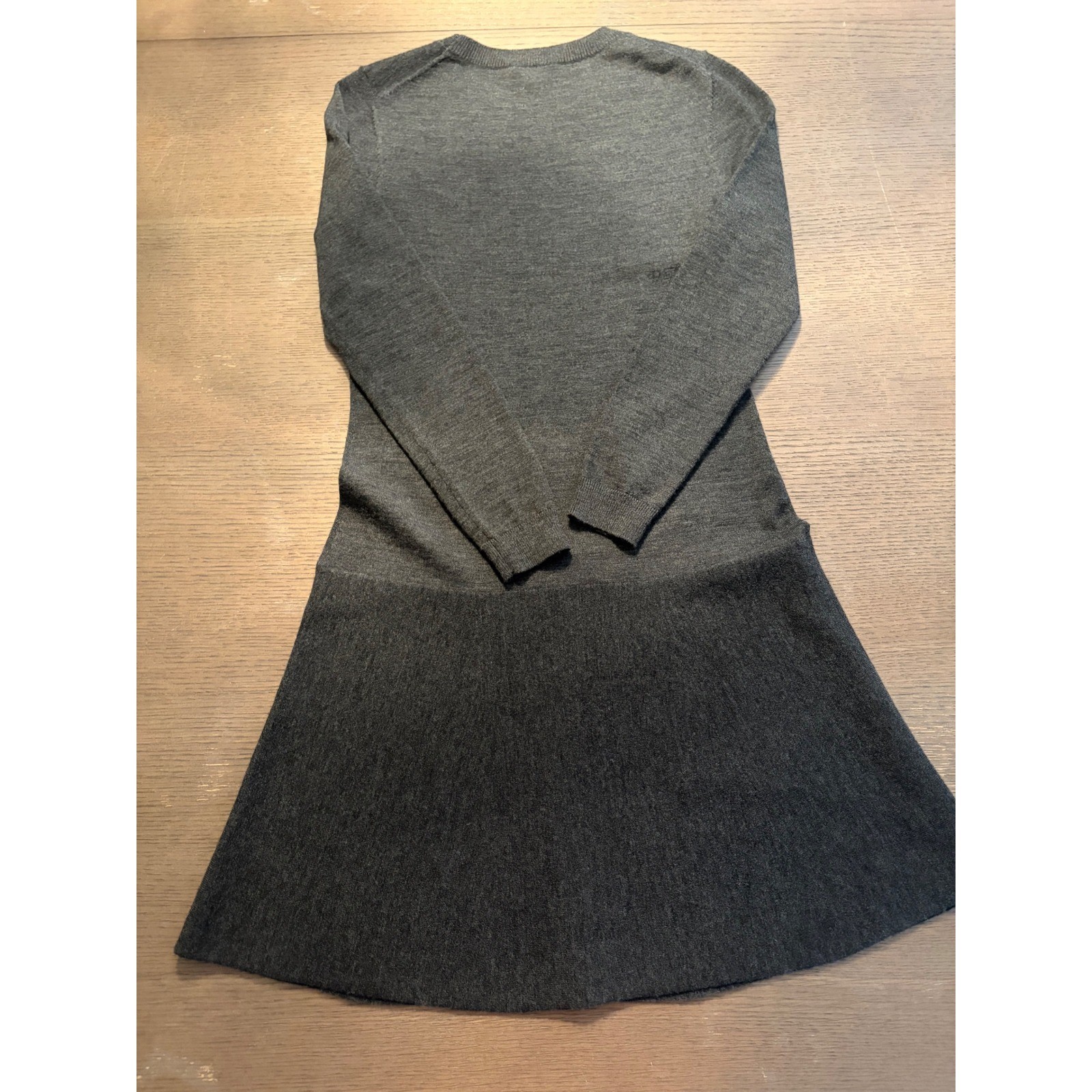 Theory Womens Charcoal Grey Wool Blend Drop Waist Long Sleeve Knit Dress