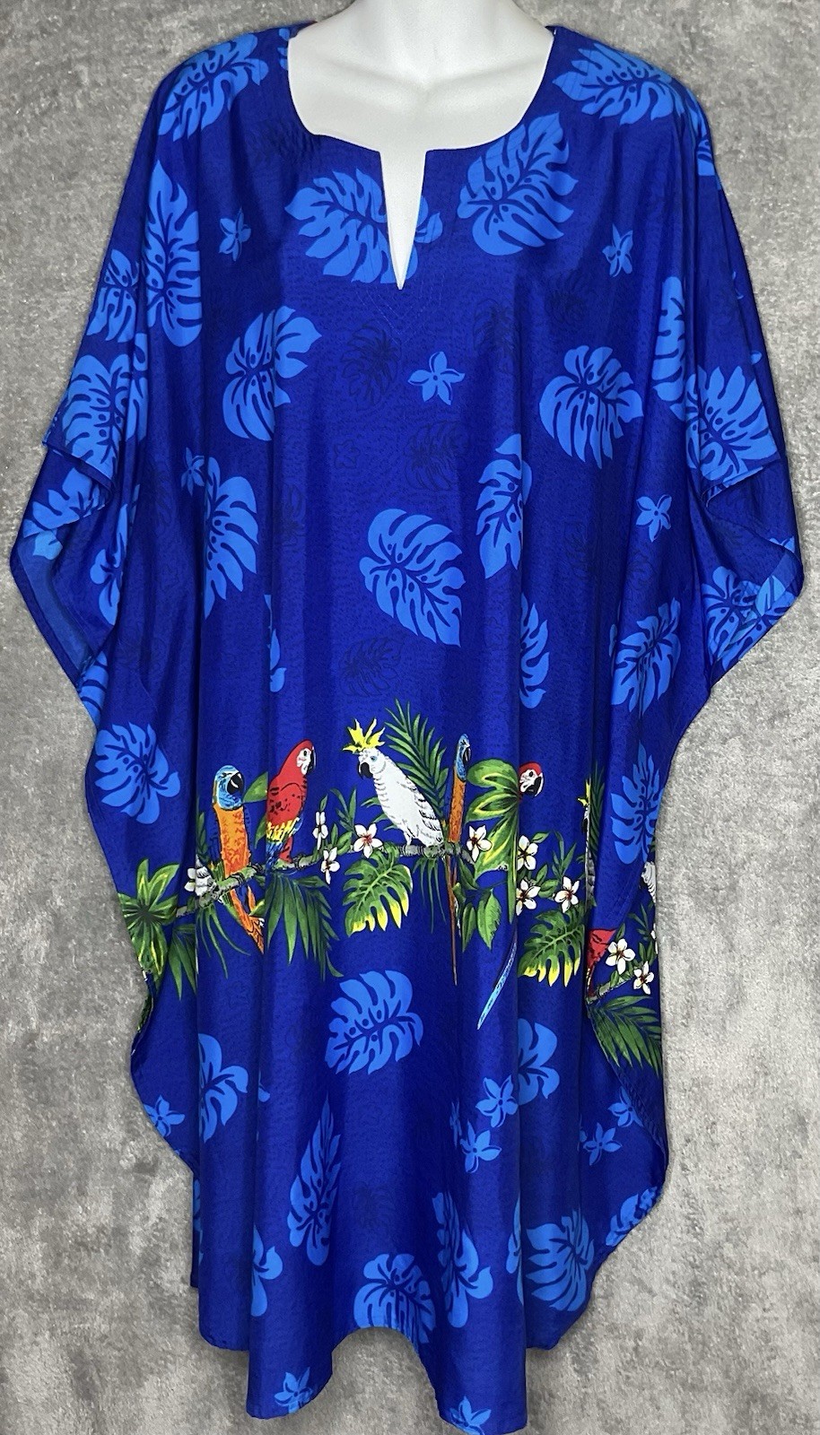 Rima Beachworld Womens Blue Tropical Parrot Kaftan Cover Up One Size Fits Most