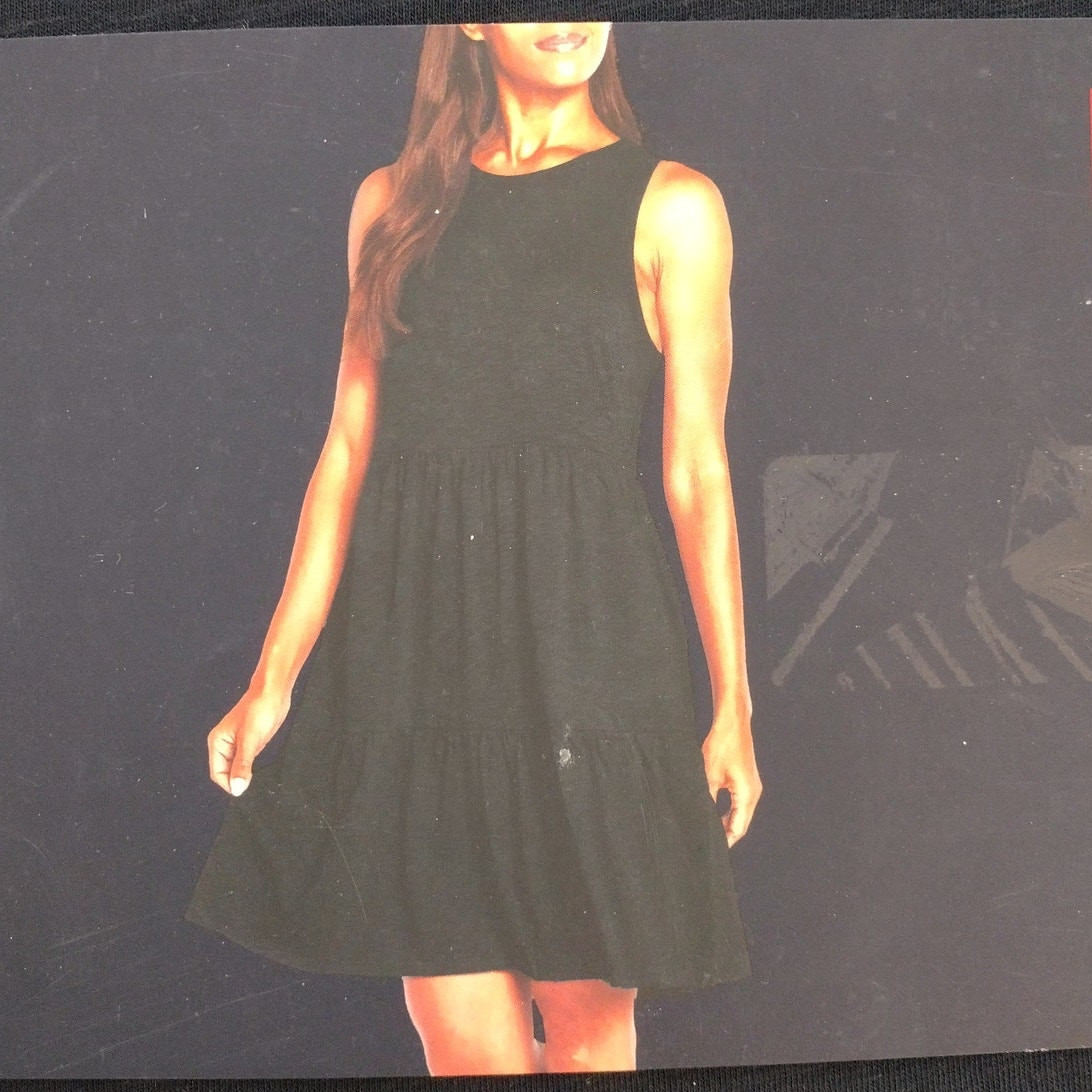 Gap NEW Black Slub Jersey-Knit Tiered Hemline Cotton Modal Sleeveless Dress XL