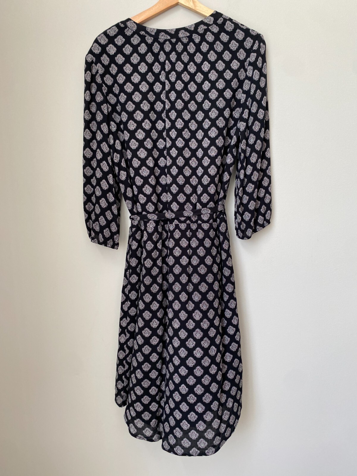 Caslon Women’s Medium Patterned Boho Peasant 3/4 Sleeve Tunic Dress Black