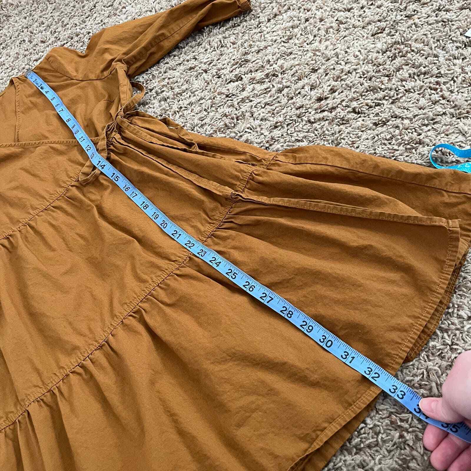 .Object Dress Womens Size 38 US Medium Caramel Brown Mini Tiered 3/4 Sleeve